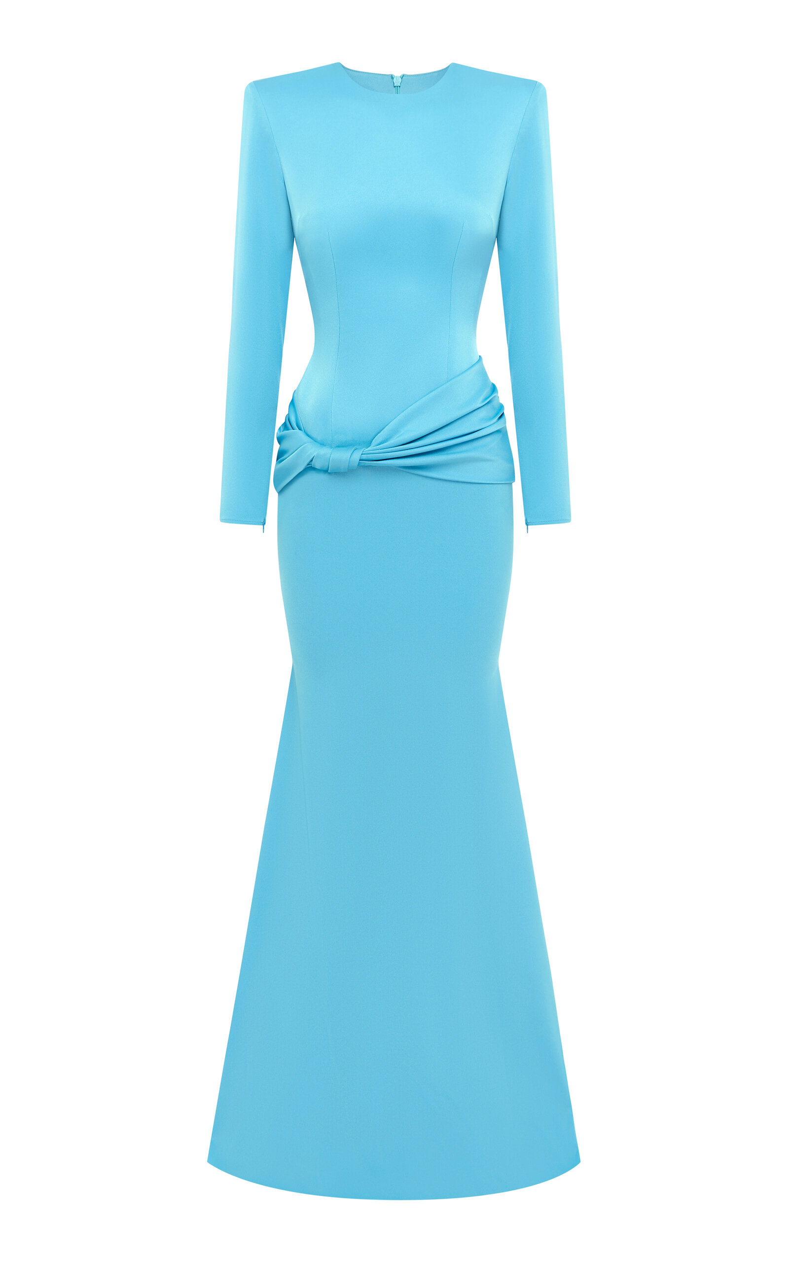 Alex Perry Twist-detailed Satin-crepe Gown In Blue