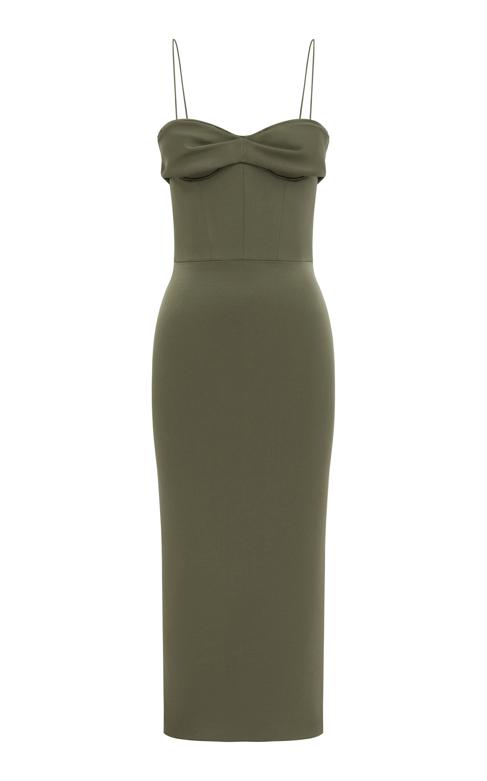 Alex Perry Draped Satin-crepe Midi Dress In Brown