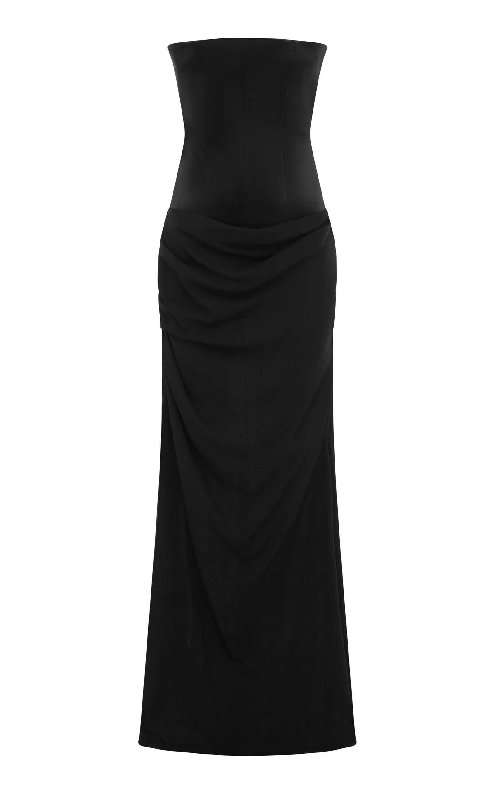 Alex Perry Draped Duchess-satin & Silk-georgette Gown In Black