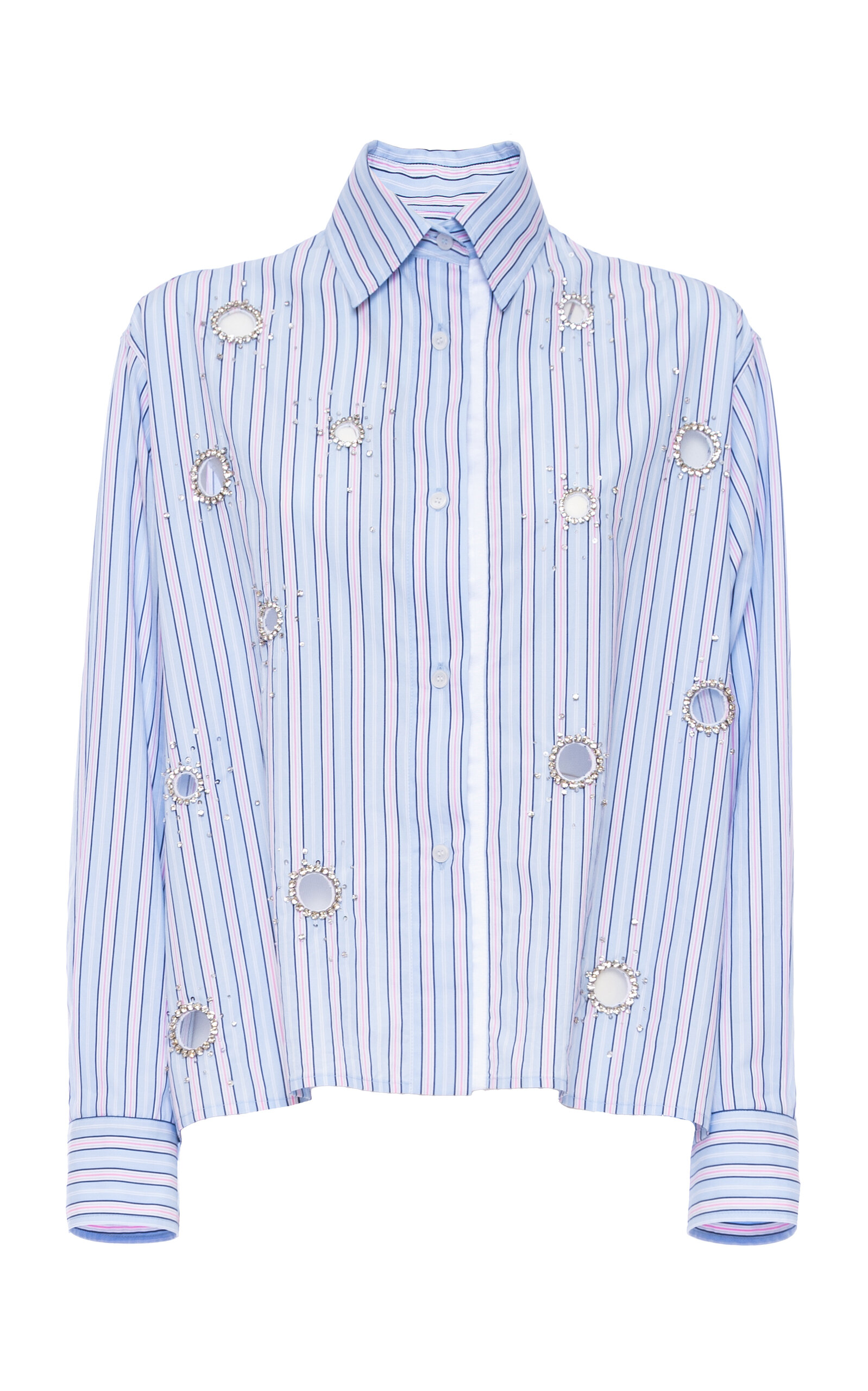 DES_PHEMMES Mirror-Embellished Classic Cotton Button-Down Shirt - Stripe