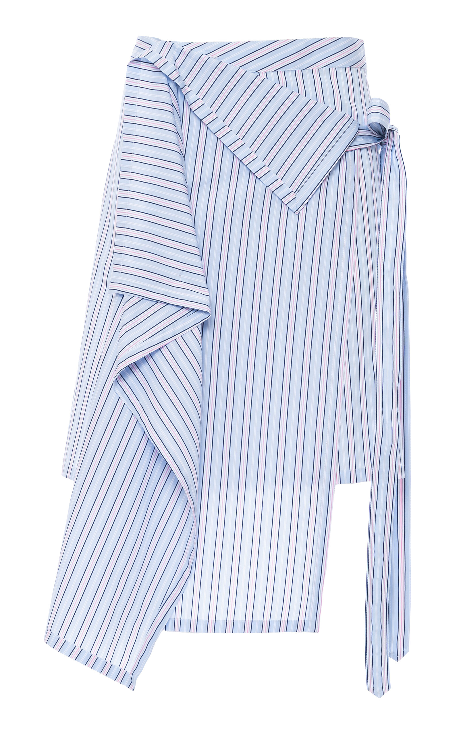 DES_PHEMMES Panel Draped Wrap Cotton Mini Skirt - Stripe