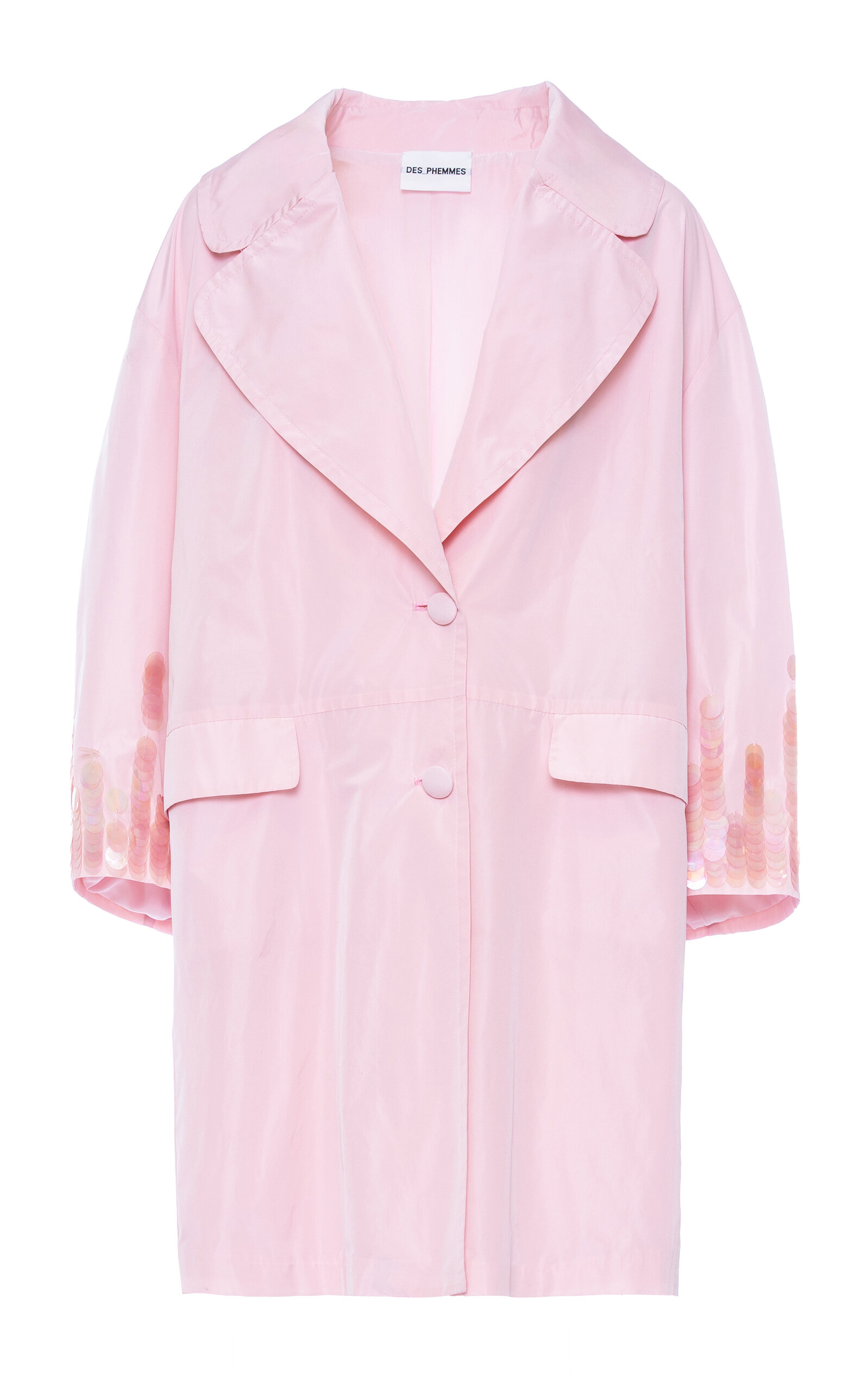 Des_phemmes Cocoon Sequin-embellished Longline Coat In Pink