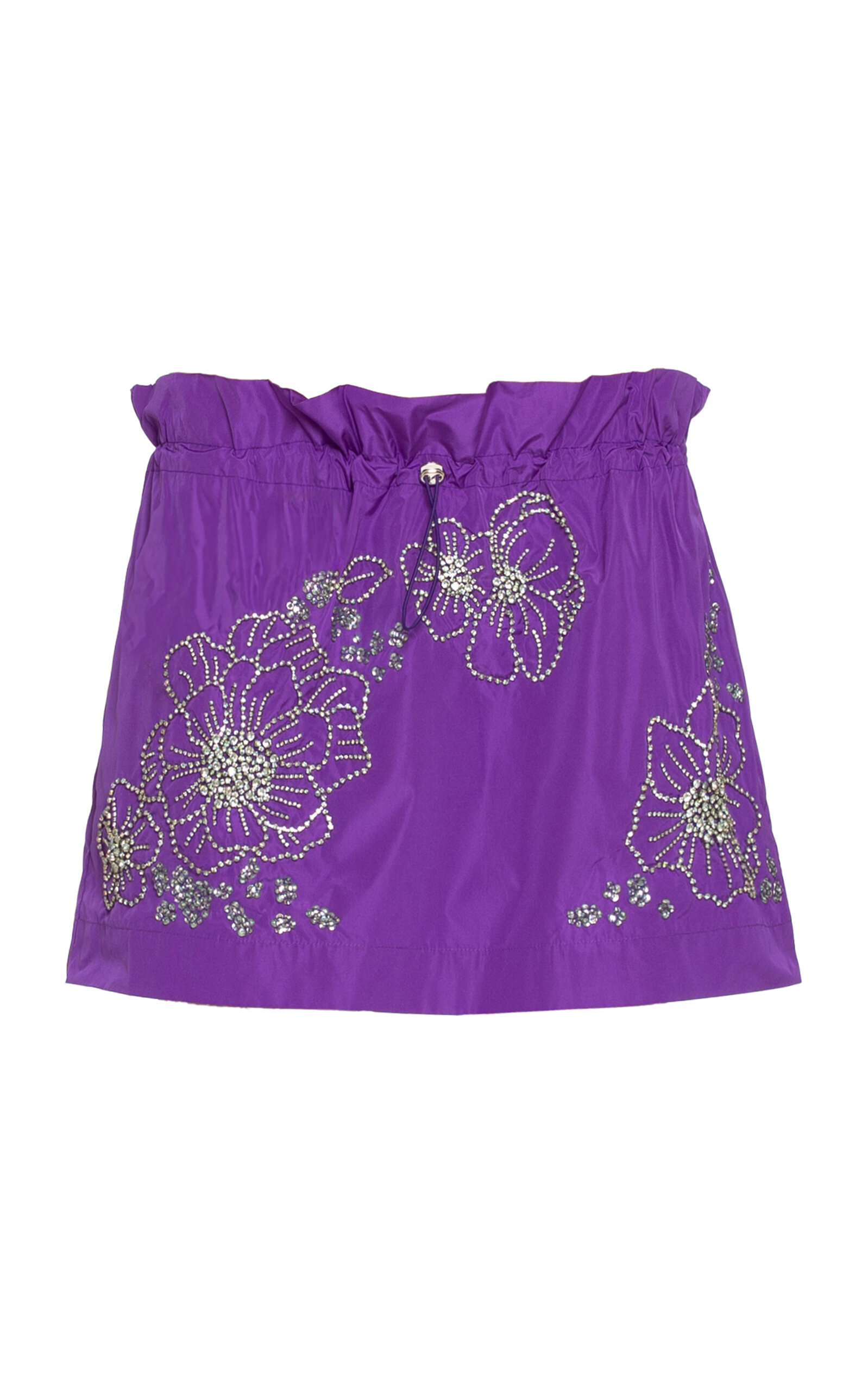 Des_phemmes Parachute Floral Bead-embellished Mini Skirt In Purple