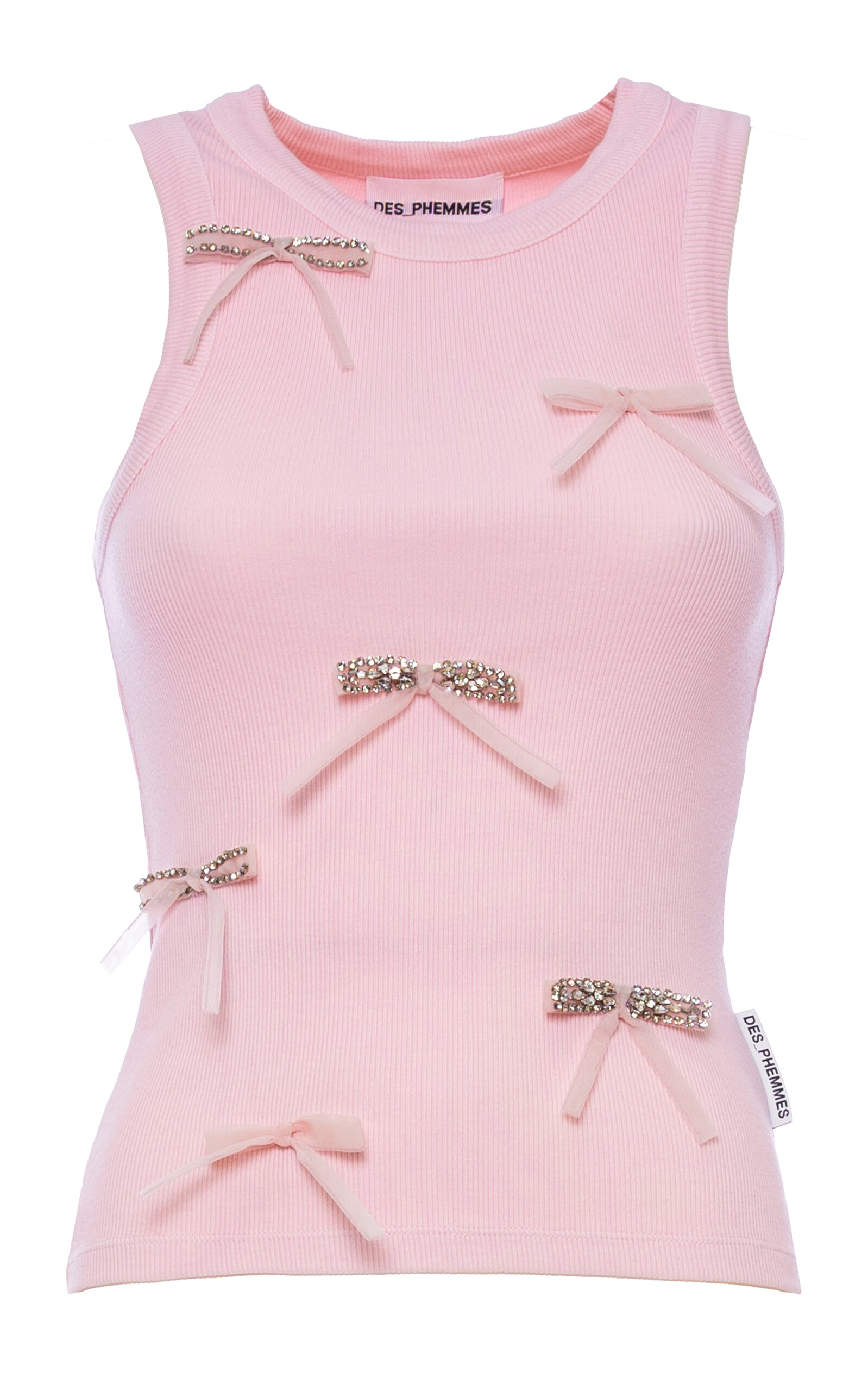 Des_phemmes Bow-embellished Classic Cotton Tank Top In Pink