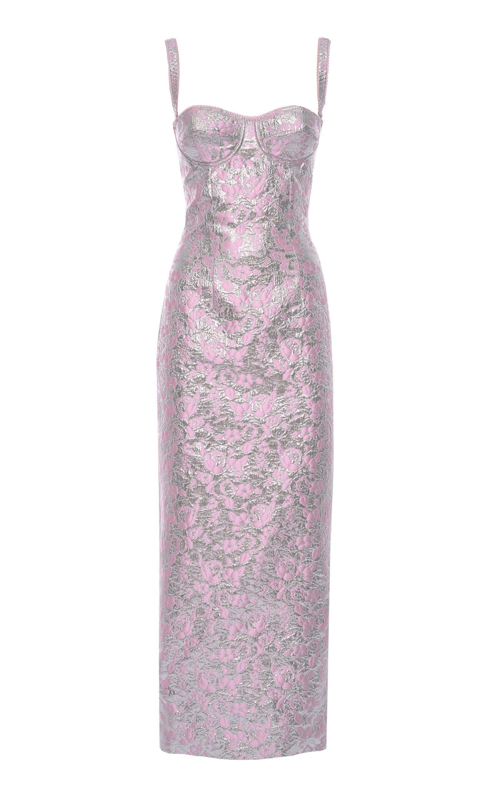 DES_PHEMMES Floral Jacquard Bustier Midi Dress