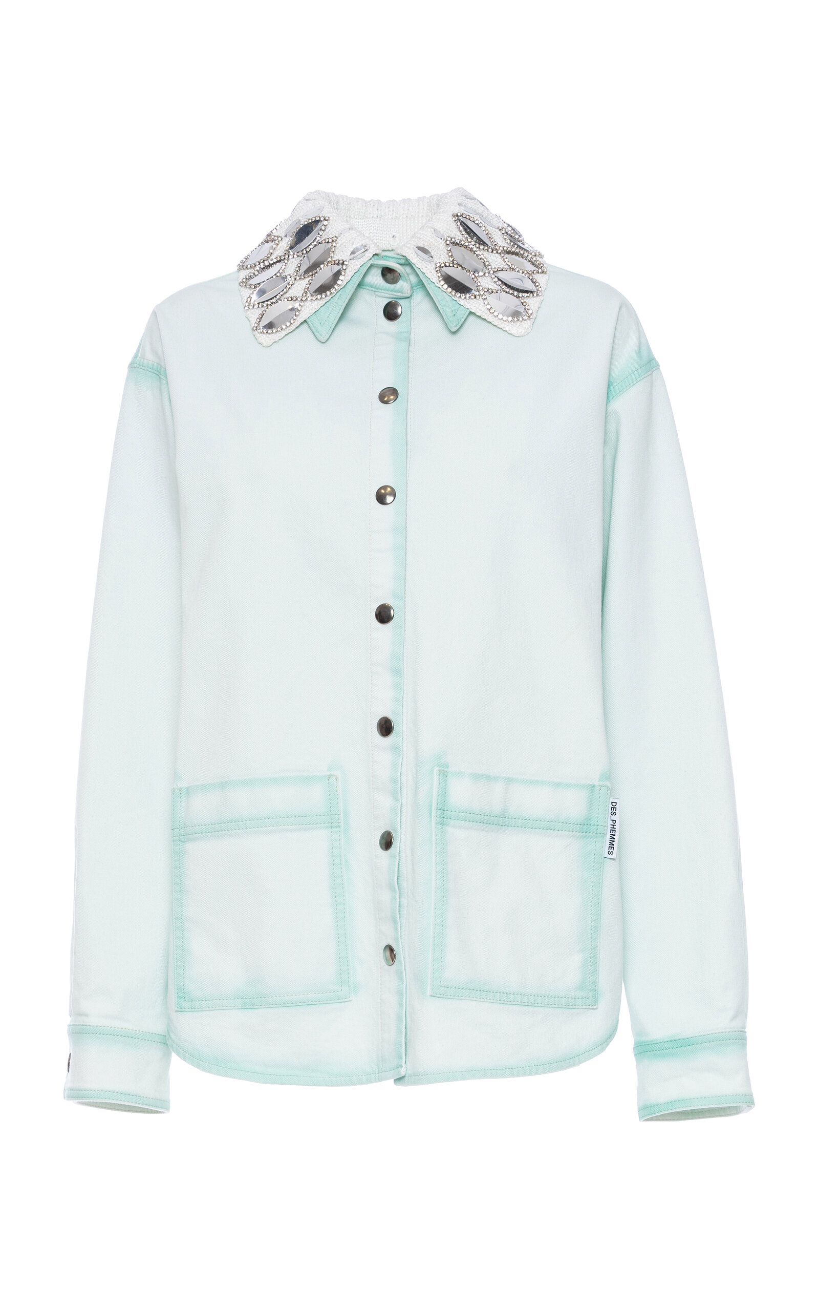 Des_phemmes Contrast Outline Stretch-cotton Workwear Jacket In Blue