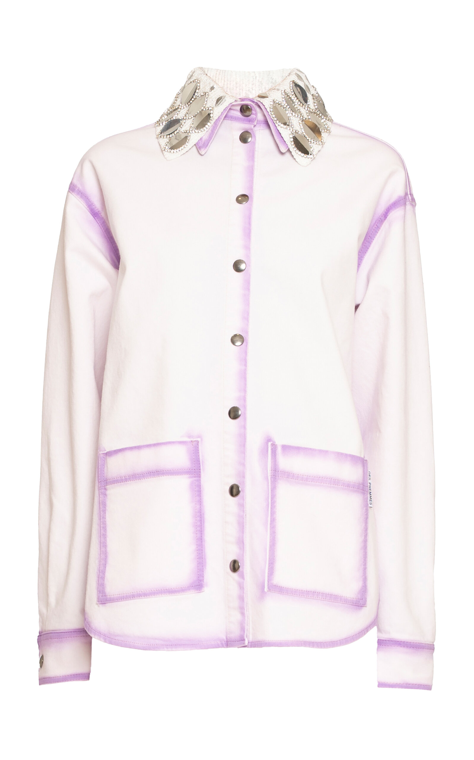 Des_phemmes Contrast Outline Stretch-cotton Workwear Jacket In Pink