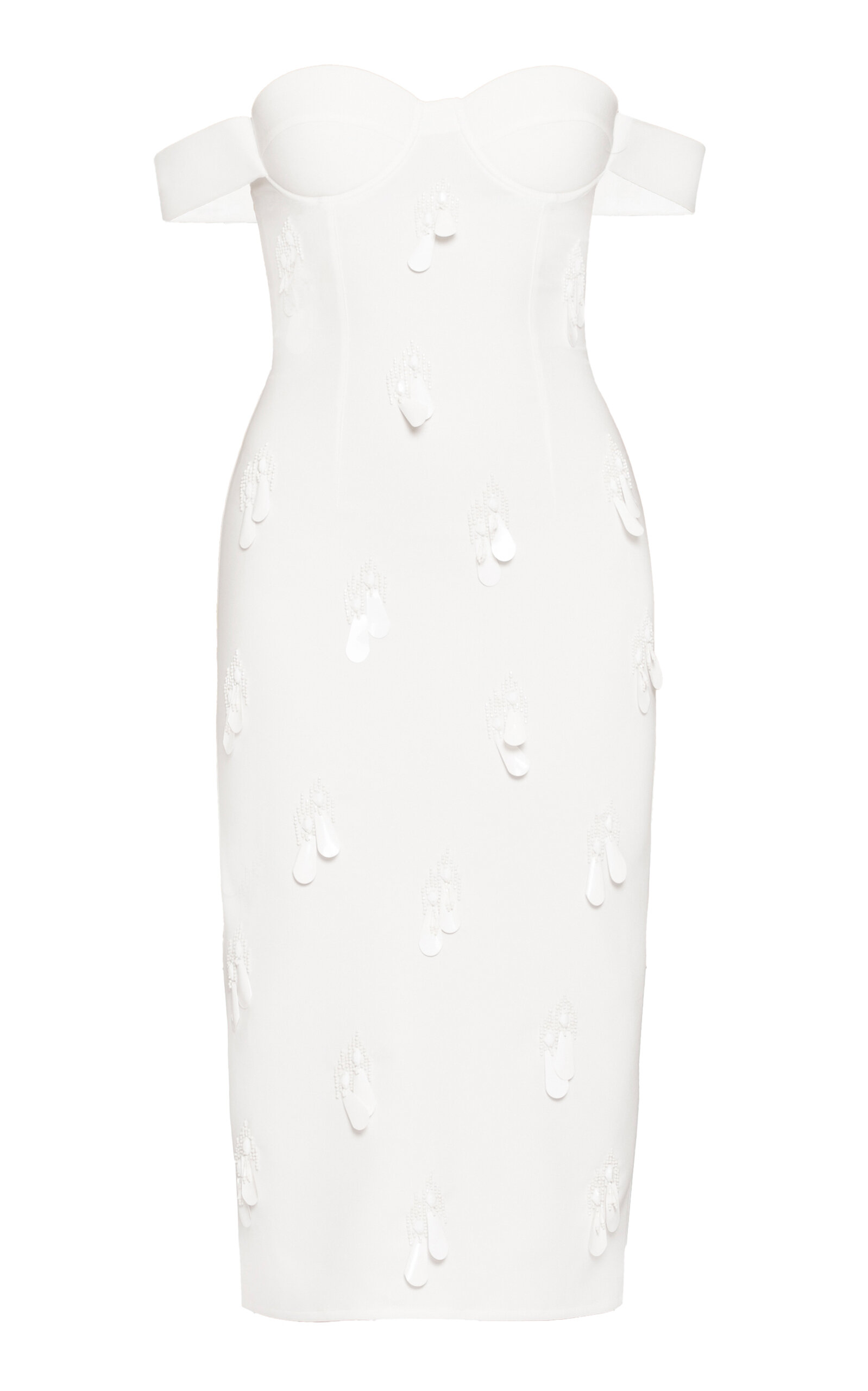 Des_phemmes Bead-embellished Off-the-shoulder Midi Dress In White