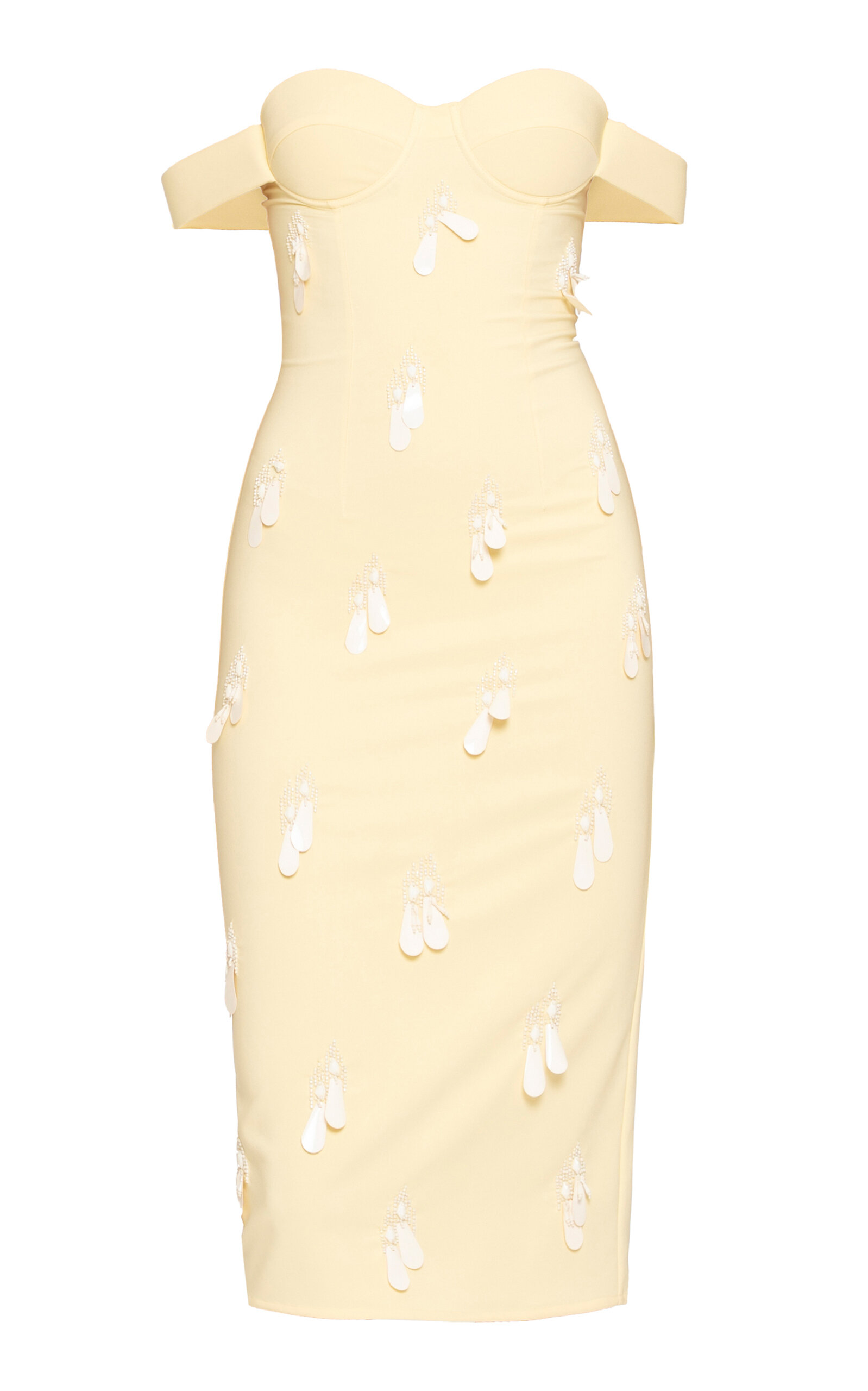 DES_PHEMMES Bead-Embellished Off-The-Shoulder Midi Dress