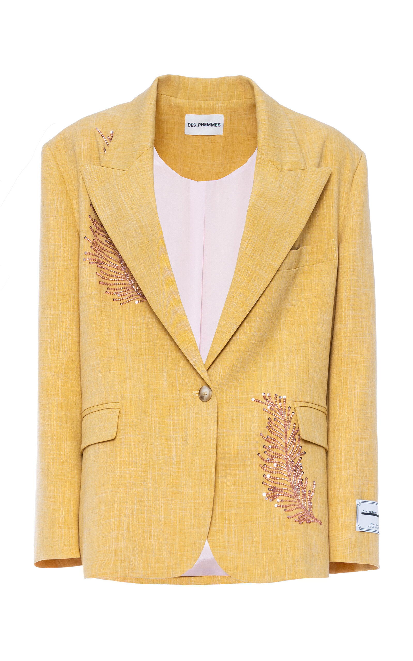 Des_phemmes Bead Embellished Oversized Blazer In Gold