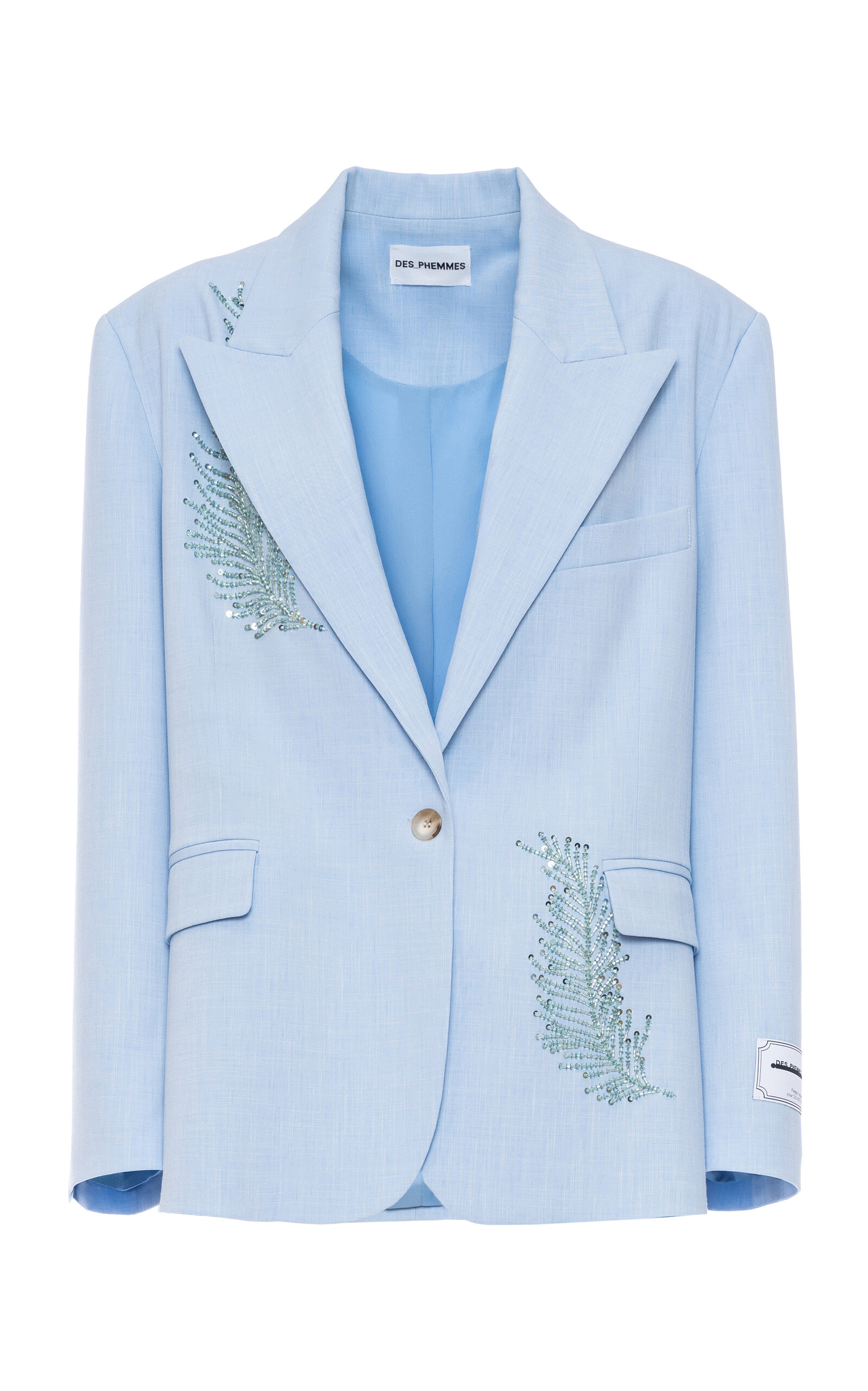 Des_phemmes Bead Embellished Oversized Blazer In Blue