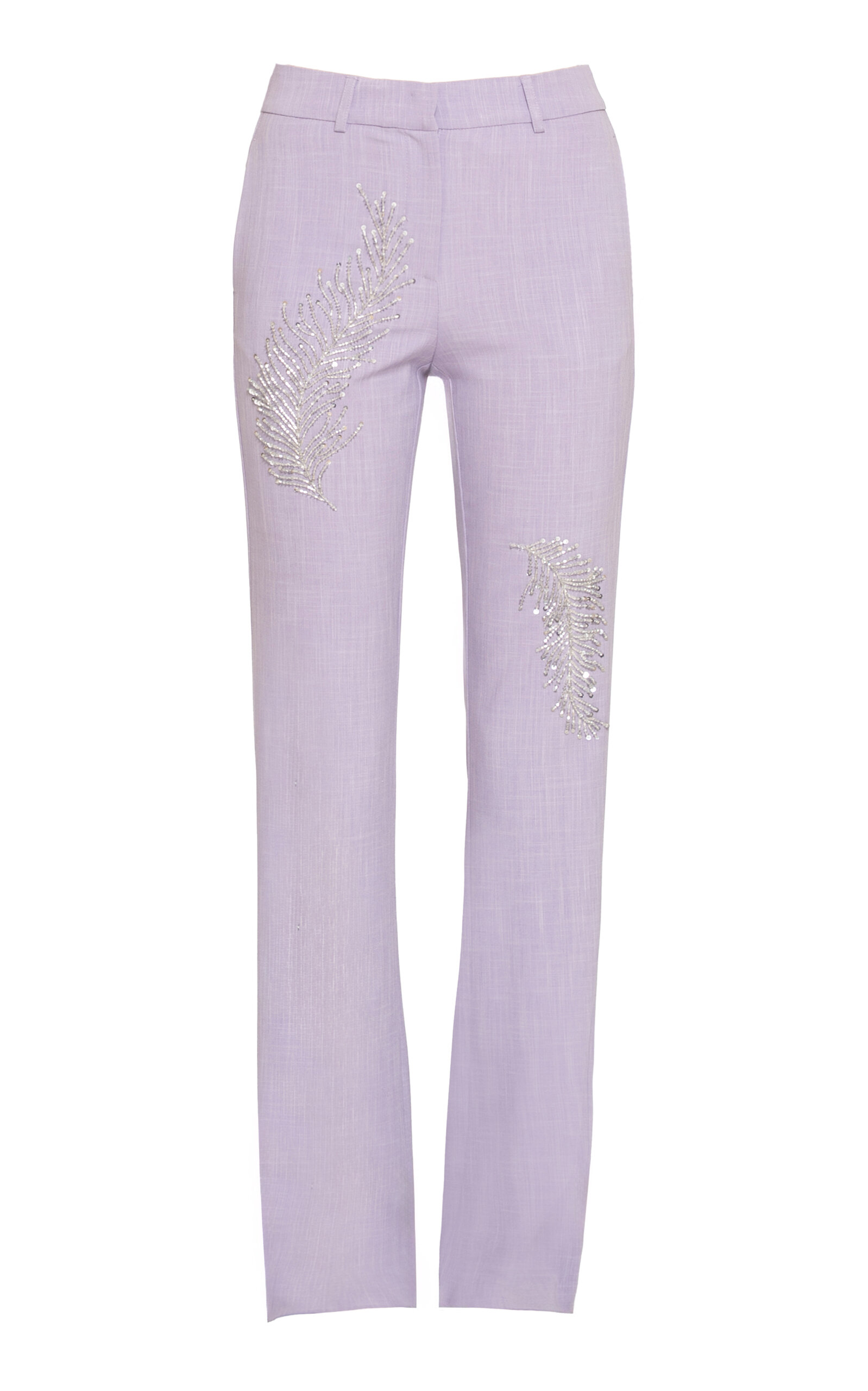 Des_phemmes Bead Embellished Tailored Suit Pant In Purple