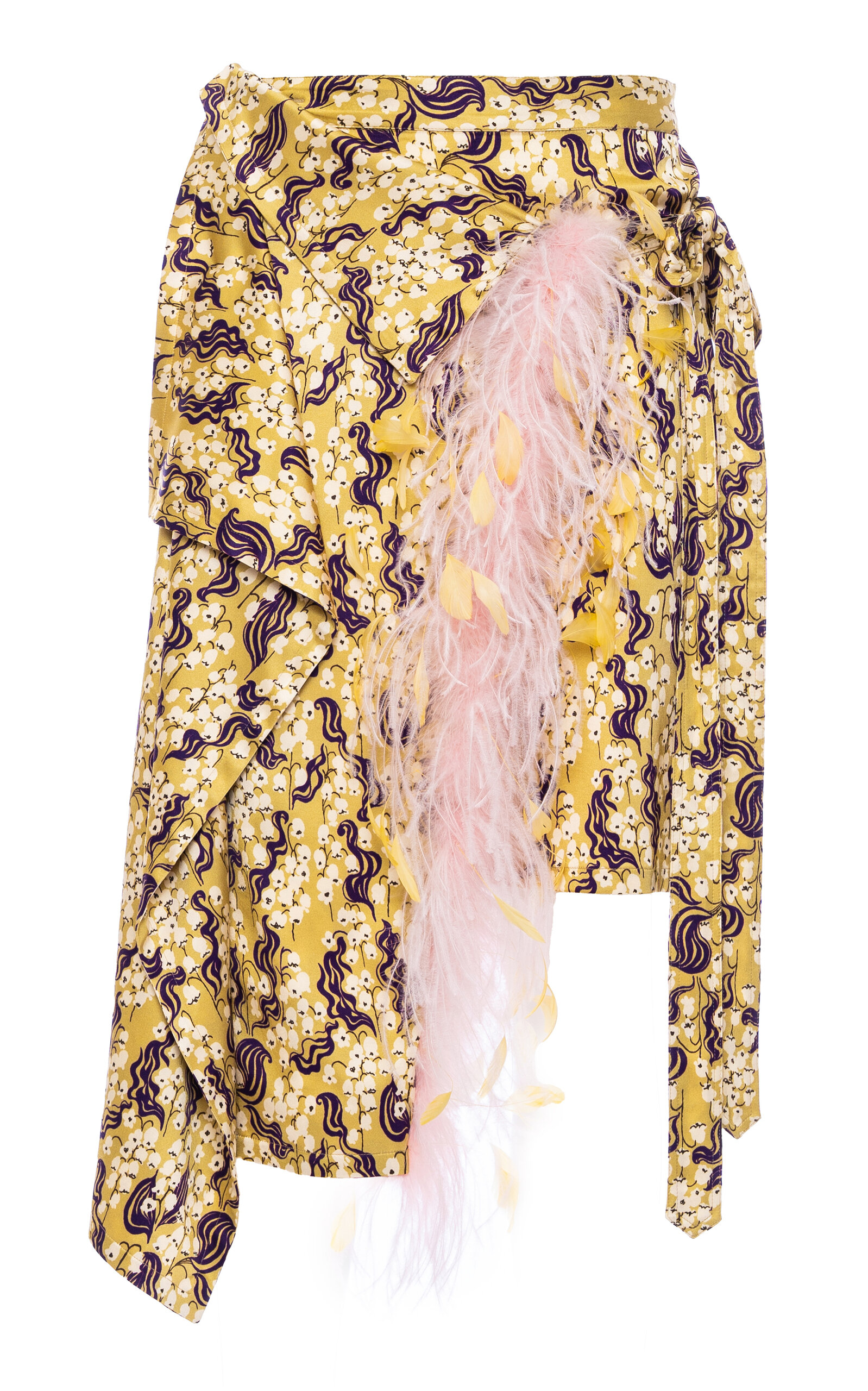 Des_phemmes Draped Panel Wrap Mini Skirt In Yellow