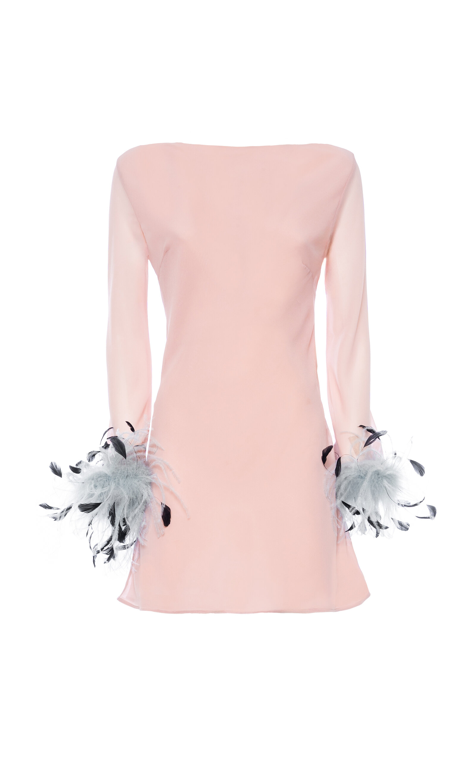 DES_PHEMMES Feather-Trimmed Jersey Mini Shift Dress