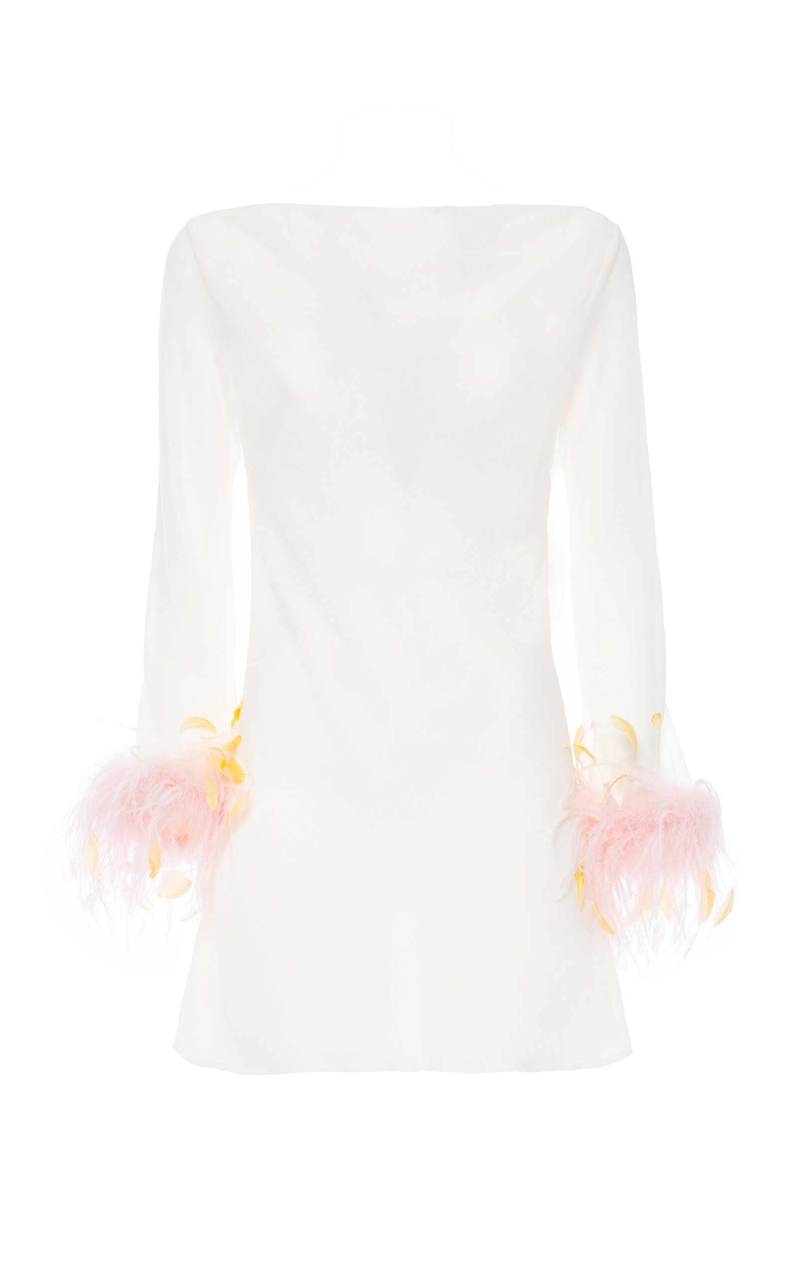 Des_phemmes Feather Cuff Shift Mini Dress In White