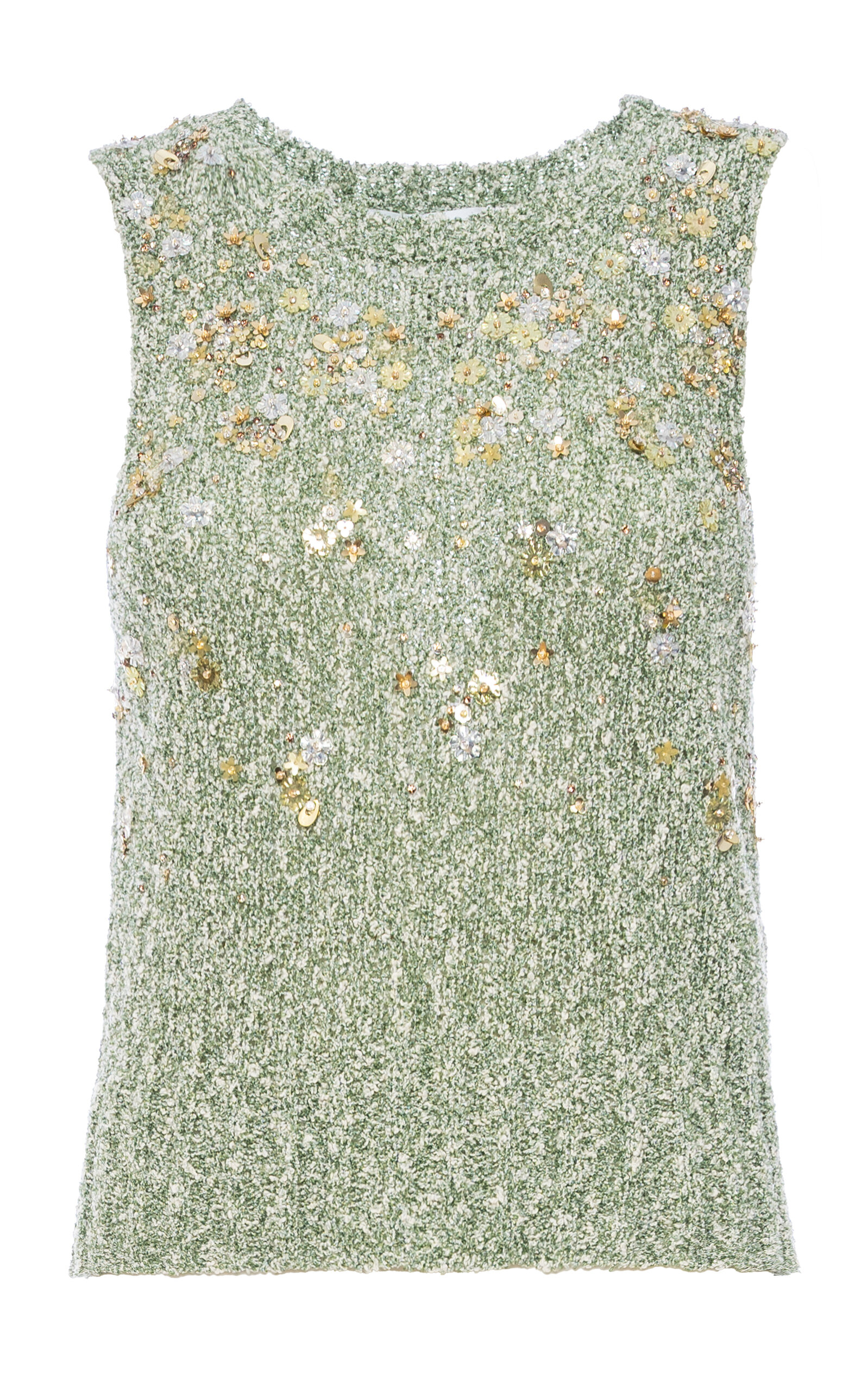 Des_phemmes Bead-embellished Boucle Crop Vest In Green