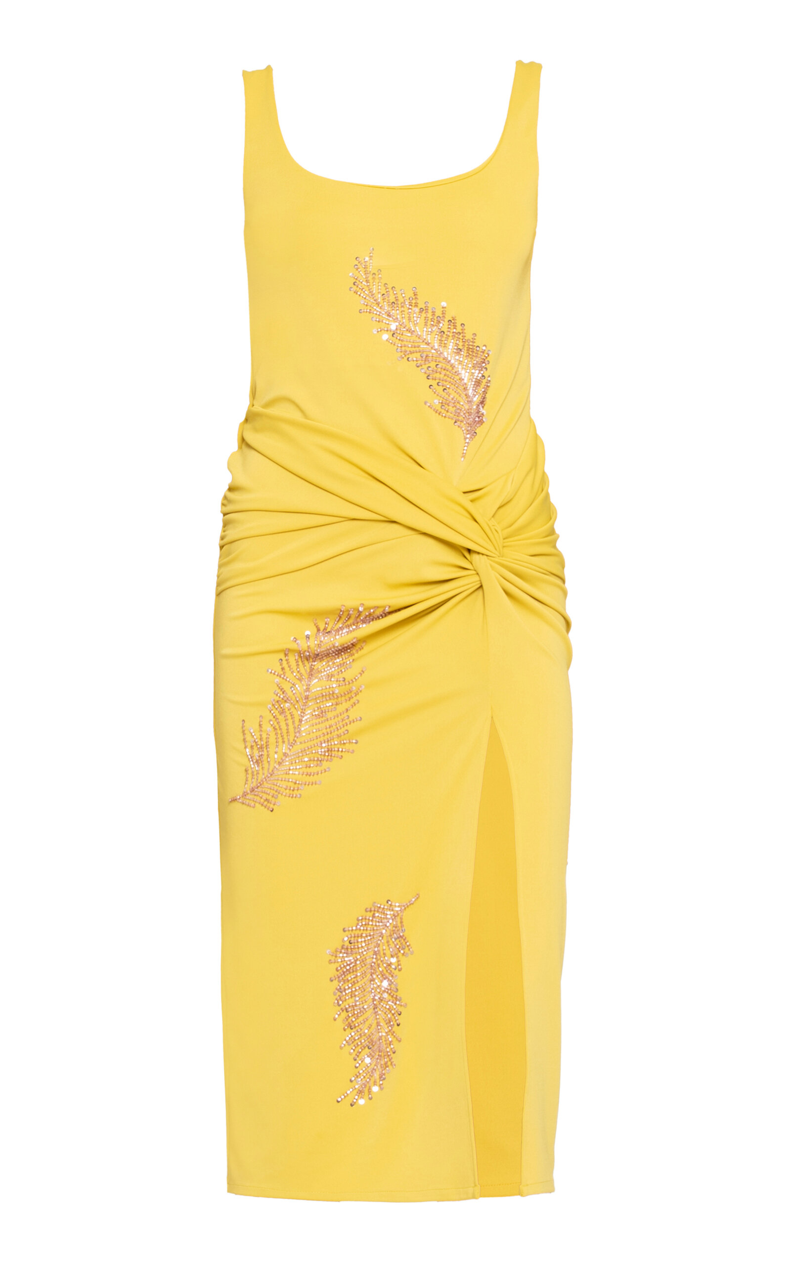 Des_phemmes Bead-embellished Midi Dress In Yellow