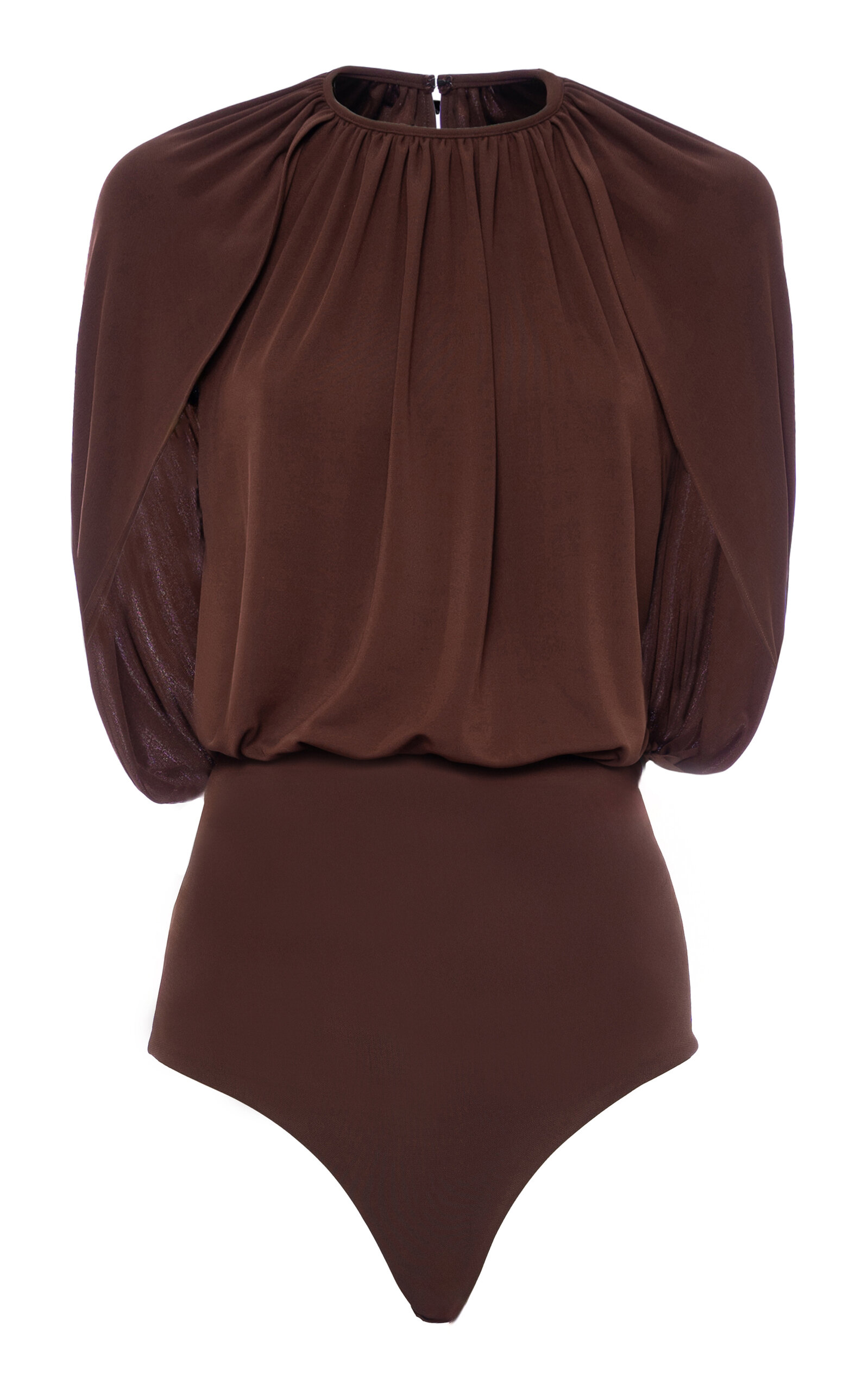 Des_phemmes Cape-sleeve Bodysuit In Brown