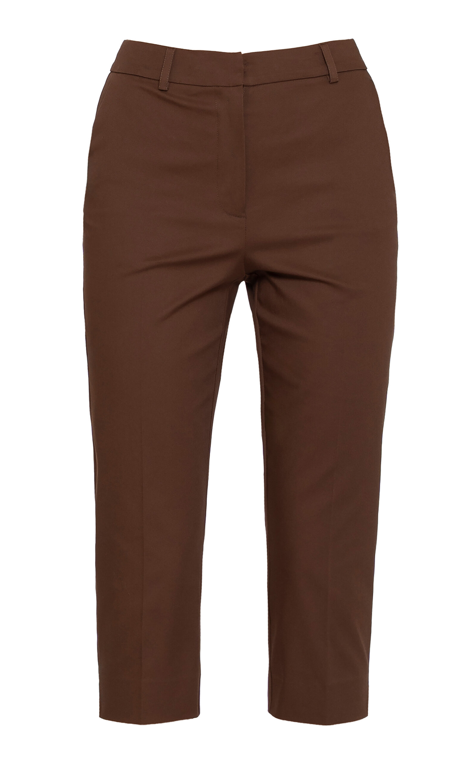 Des_phemmes Mid-rise Tailored Cotton-blend Capri Pants In Brown