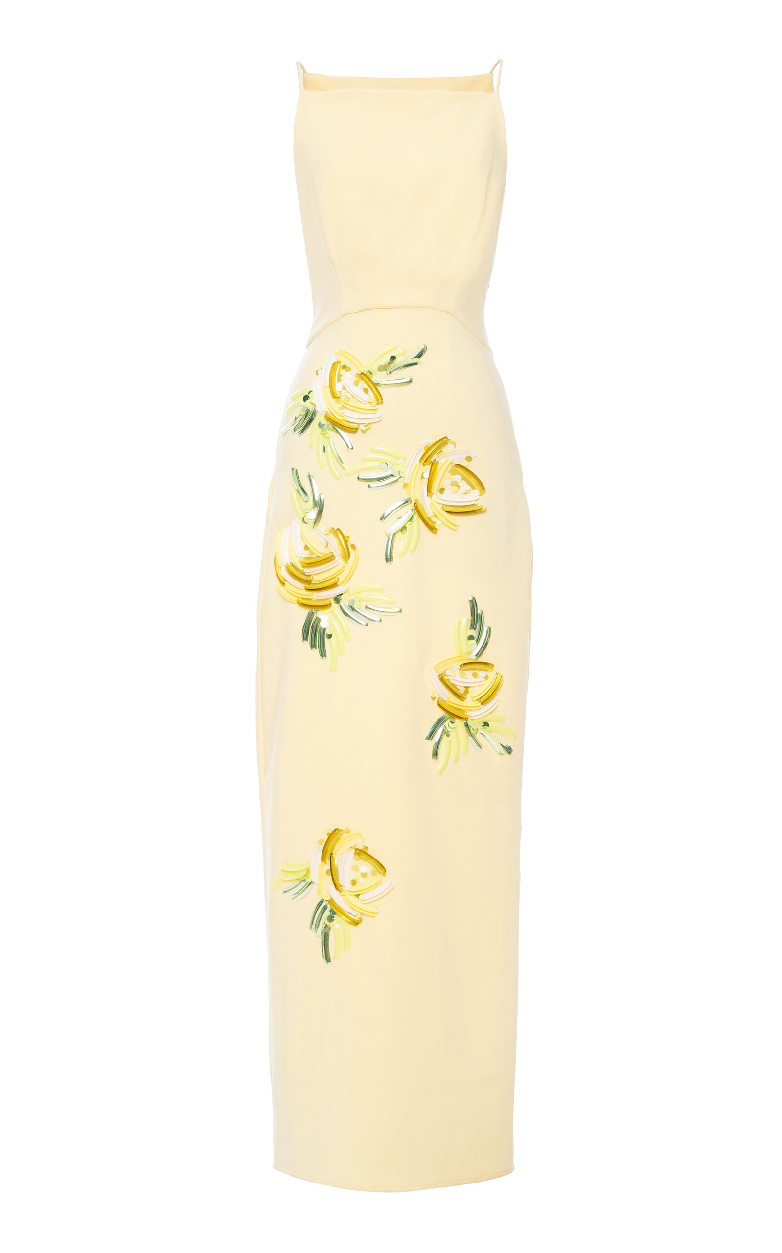 Des_phemmes Floral Bead-embellished Maxi Dress In Yellow