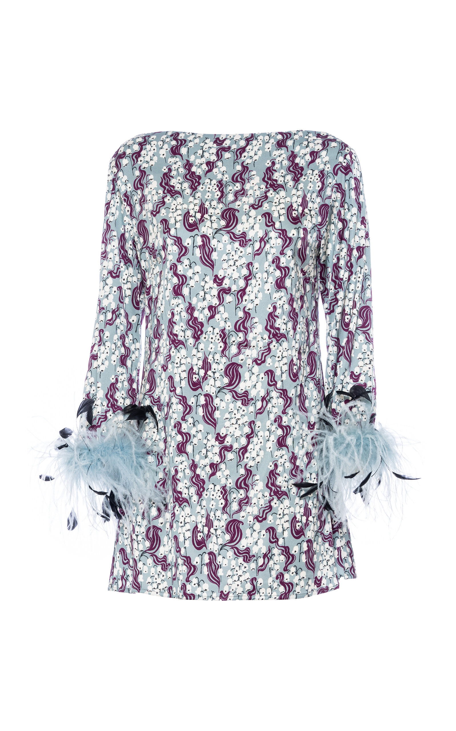 DES_PHEMMES Feather Cuff Shift Mini Dress - Yellow