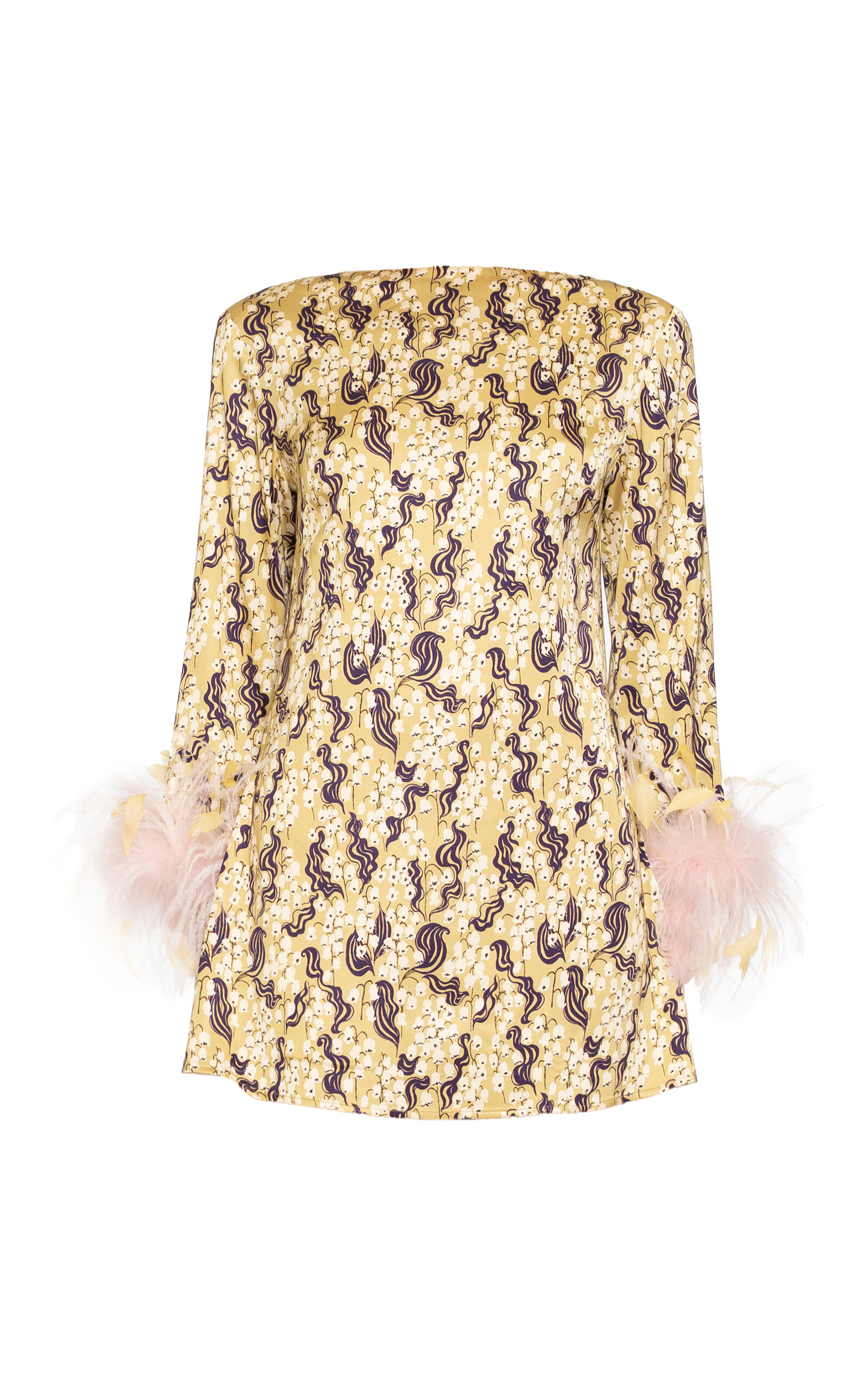 Des_phemmes Feather Cuff Shift Mini Dress In Gold