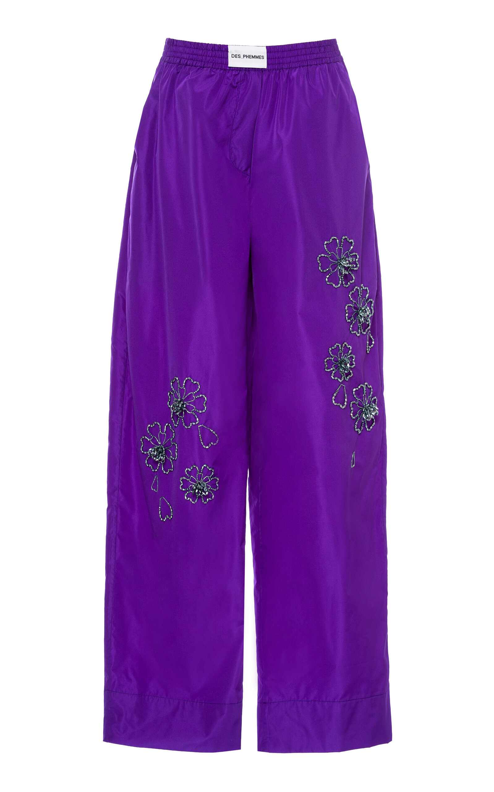 Des_phemmes Floral-embellished Pajama Pants In Purple