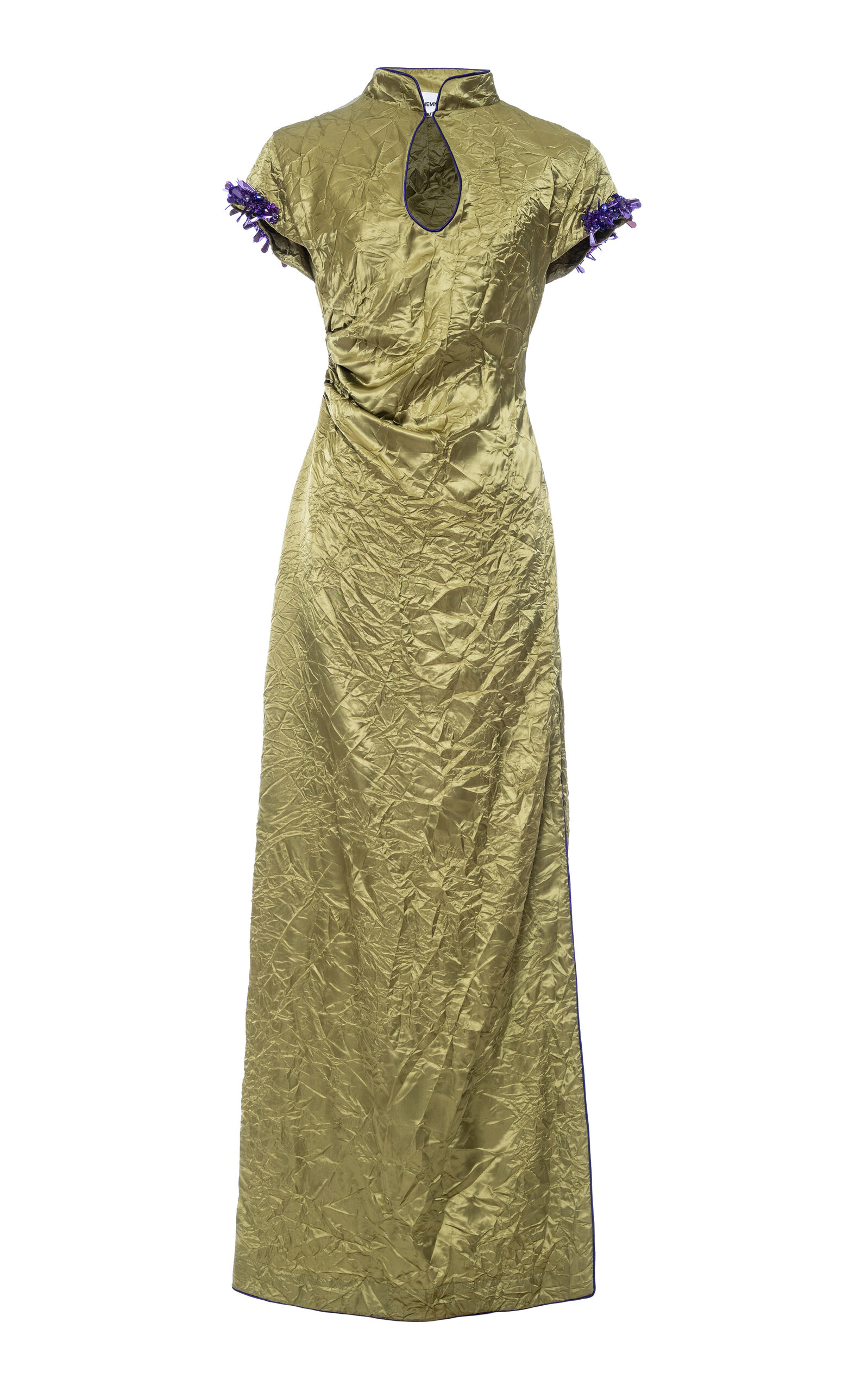 Des_phemmes Sleeve-embellished Qipao Maxi Dress In Green