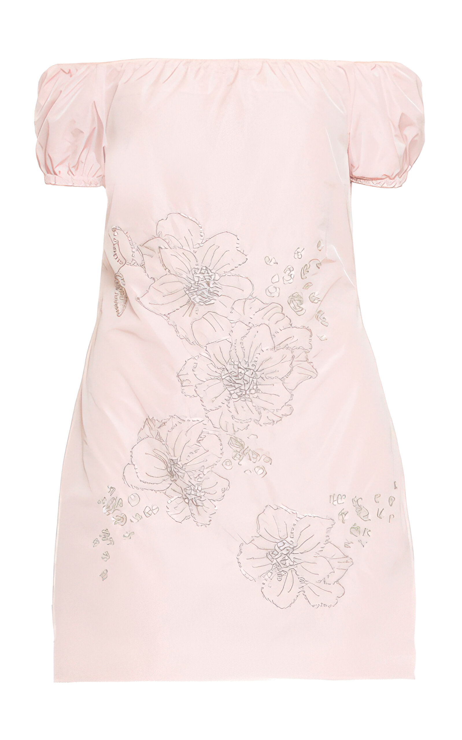 Des_phemmes Floral-embellished Off-the-shoulder Mini Dress In Pink