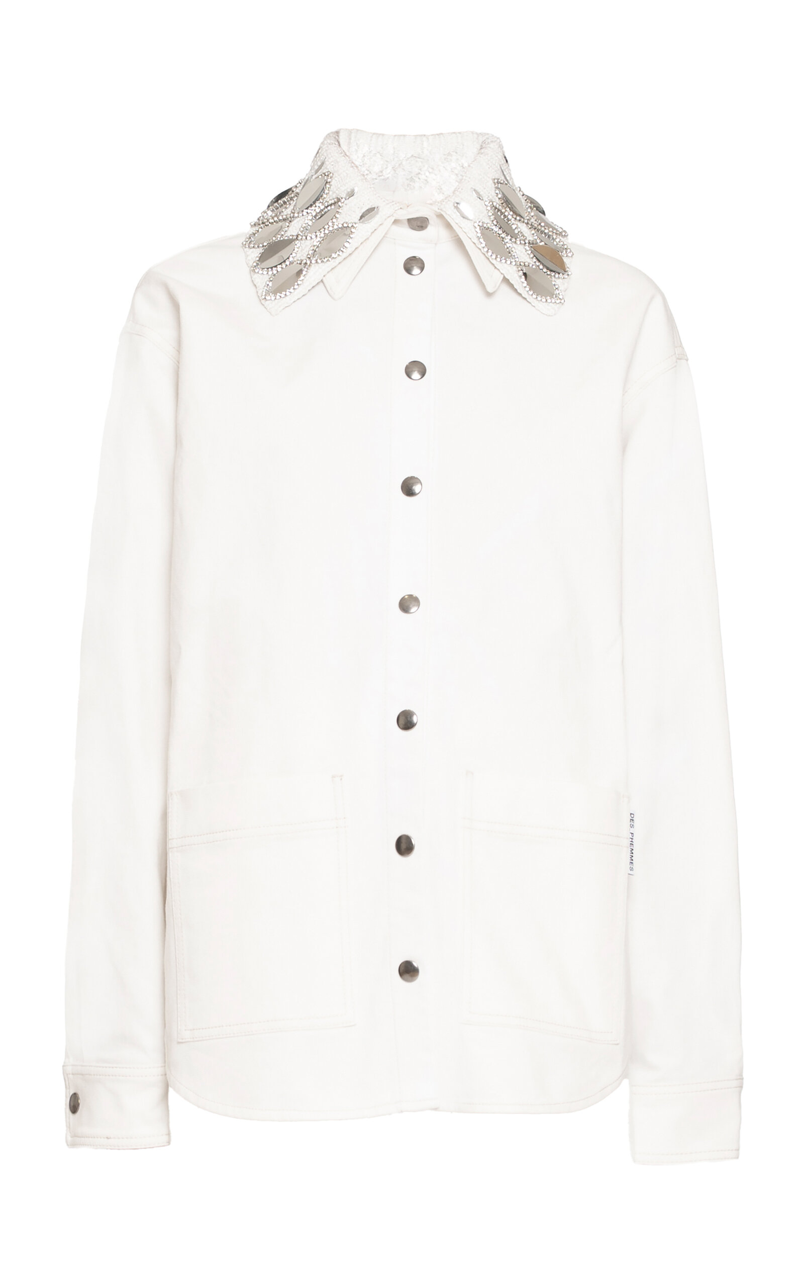 Des_phemmes Collar-embellished Stretch-cotton Workwear Shirt In White