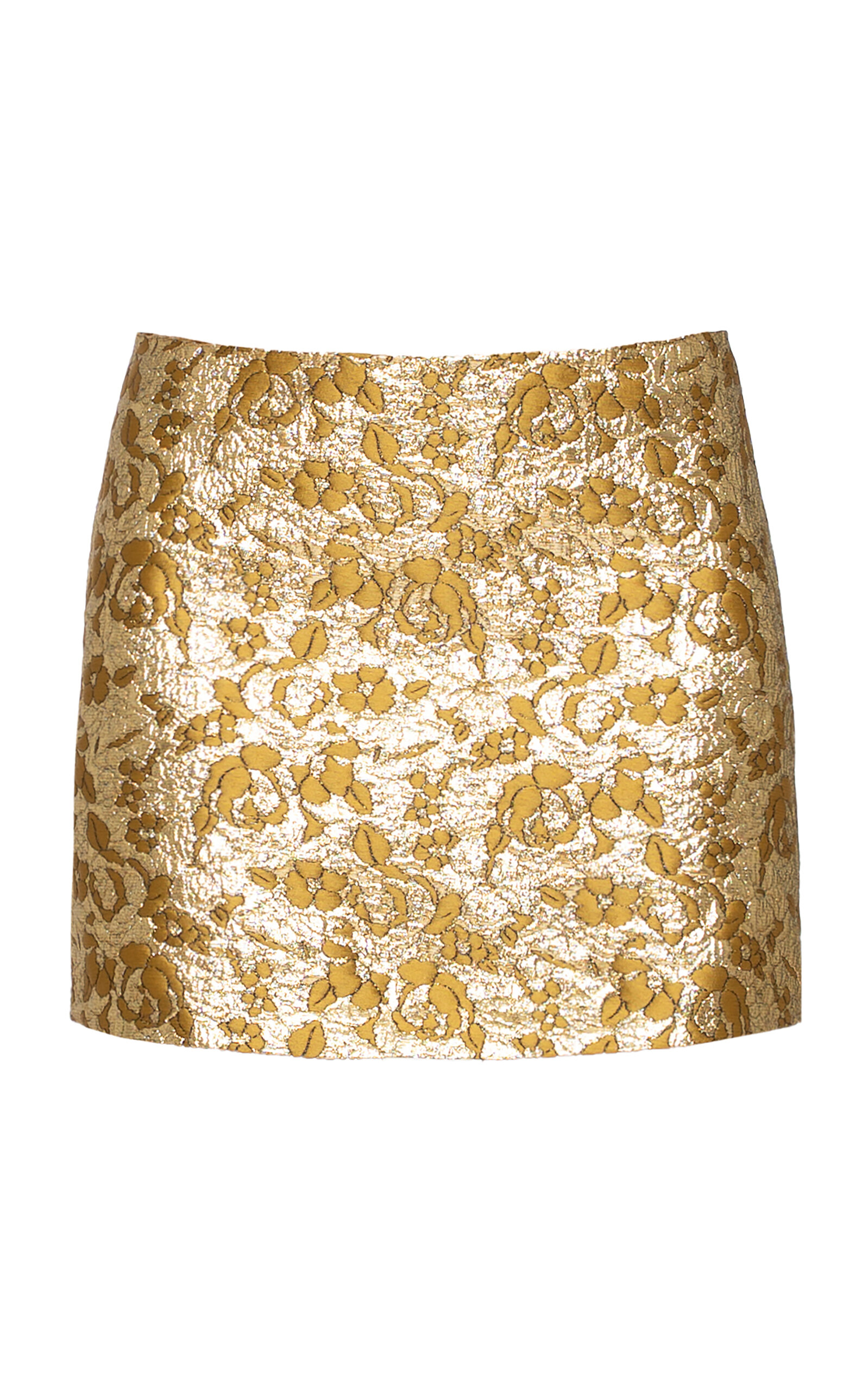 DES_PHEMMES Floral Jacquard Mini Skirt - Gold