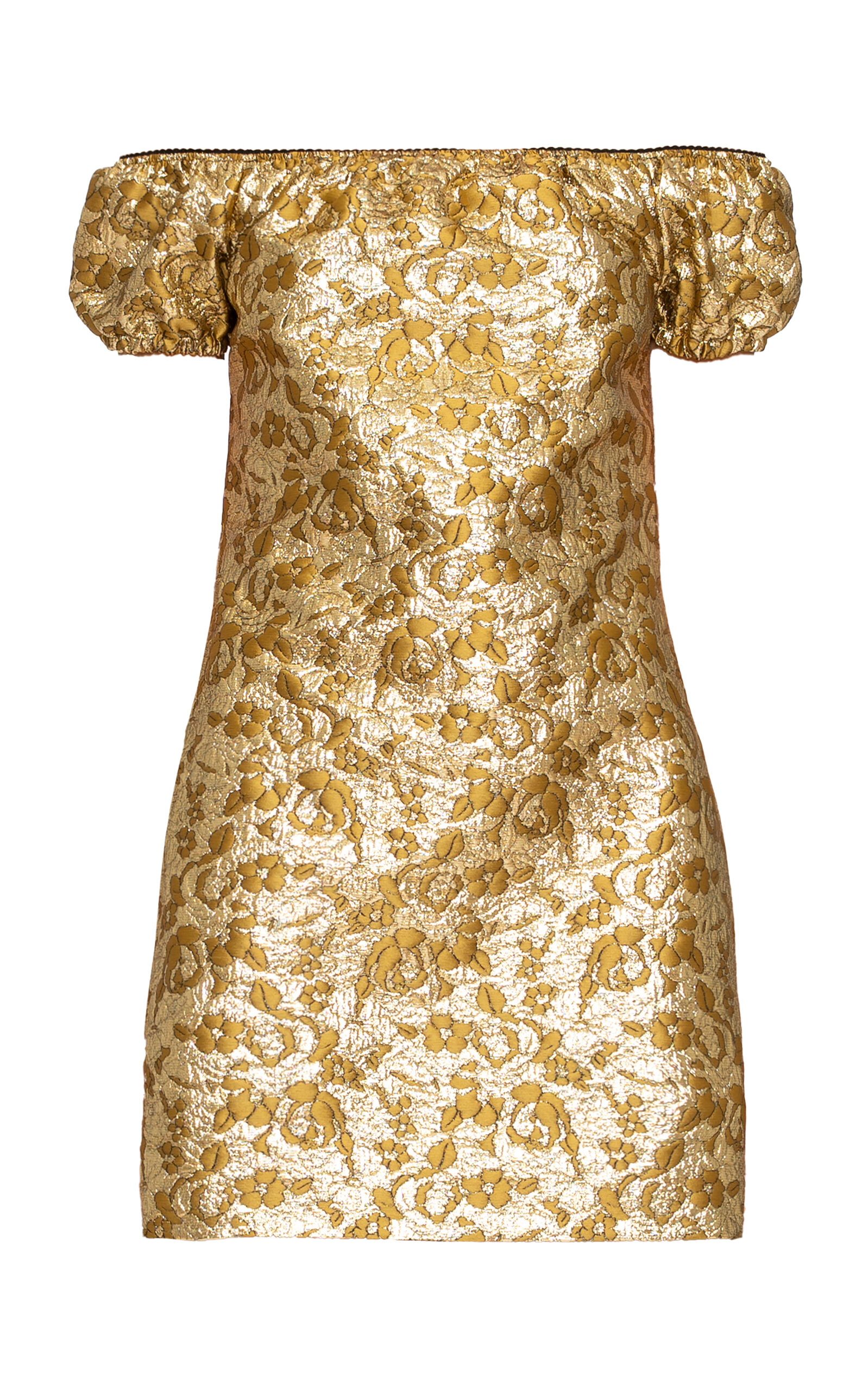 DES_PHEMMES Floral Jacquard Off-The-Shoulder Mini Dress - Silver