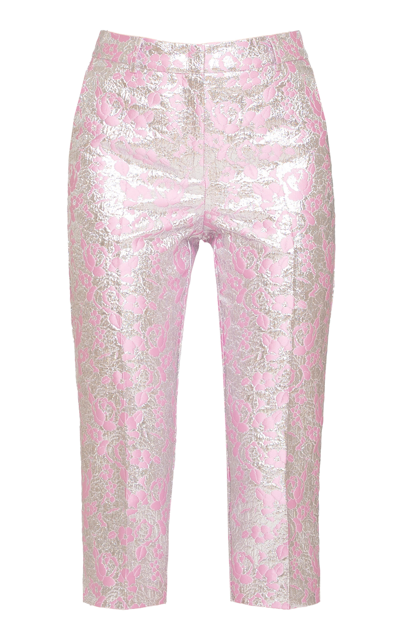 Des_phemmes Jacquard Tailored Capri Pants In Pink