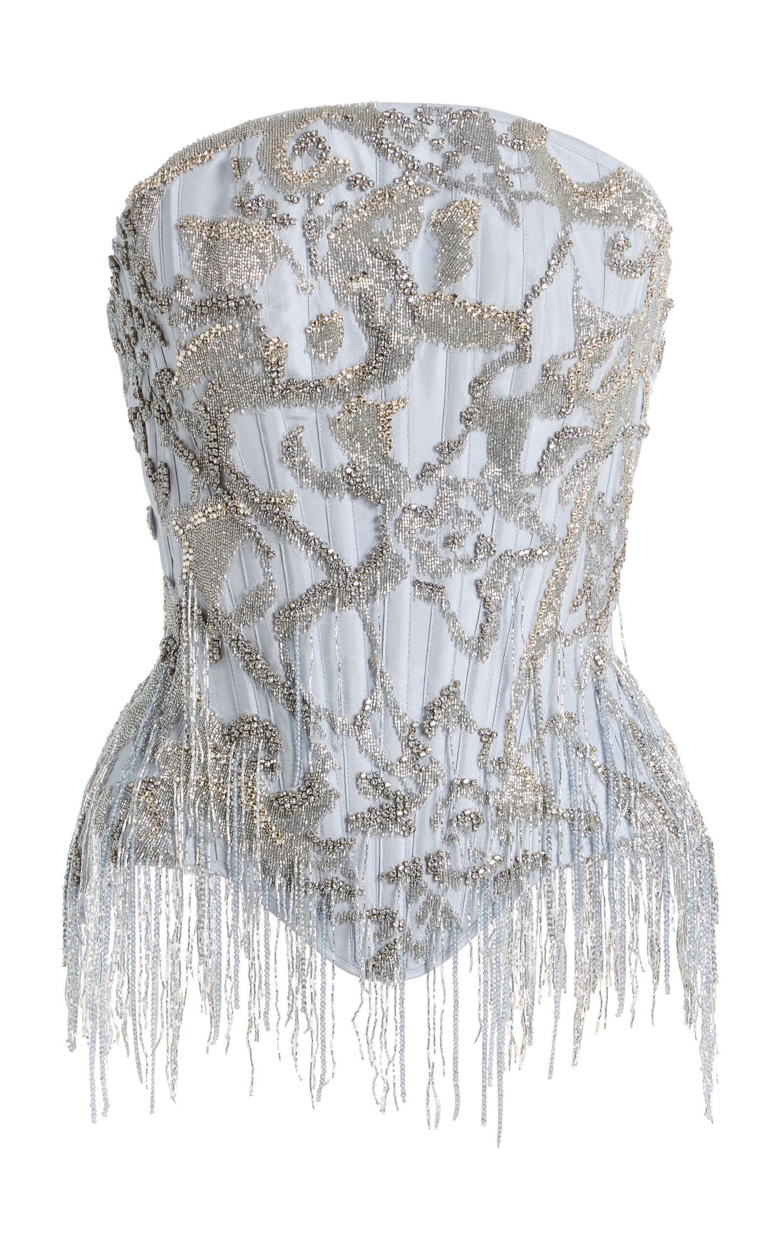 Wiederhoeft Julie Embroidered Silk-blend Corset In Metallic