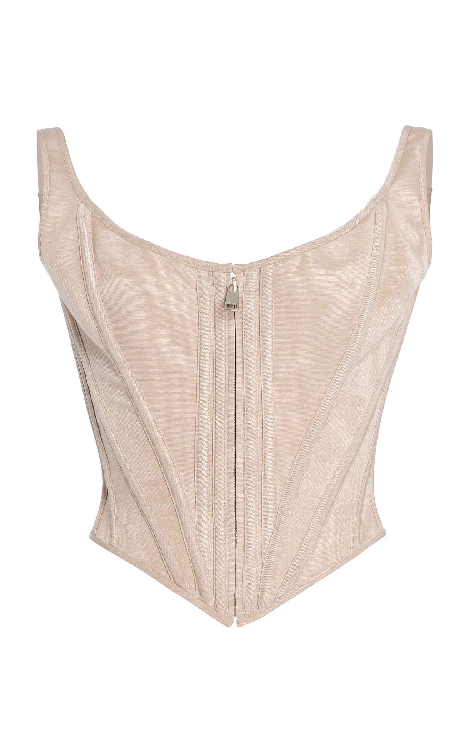 Wiederhoeft Zip-Front Venus Corset In Moire - Silver