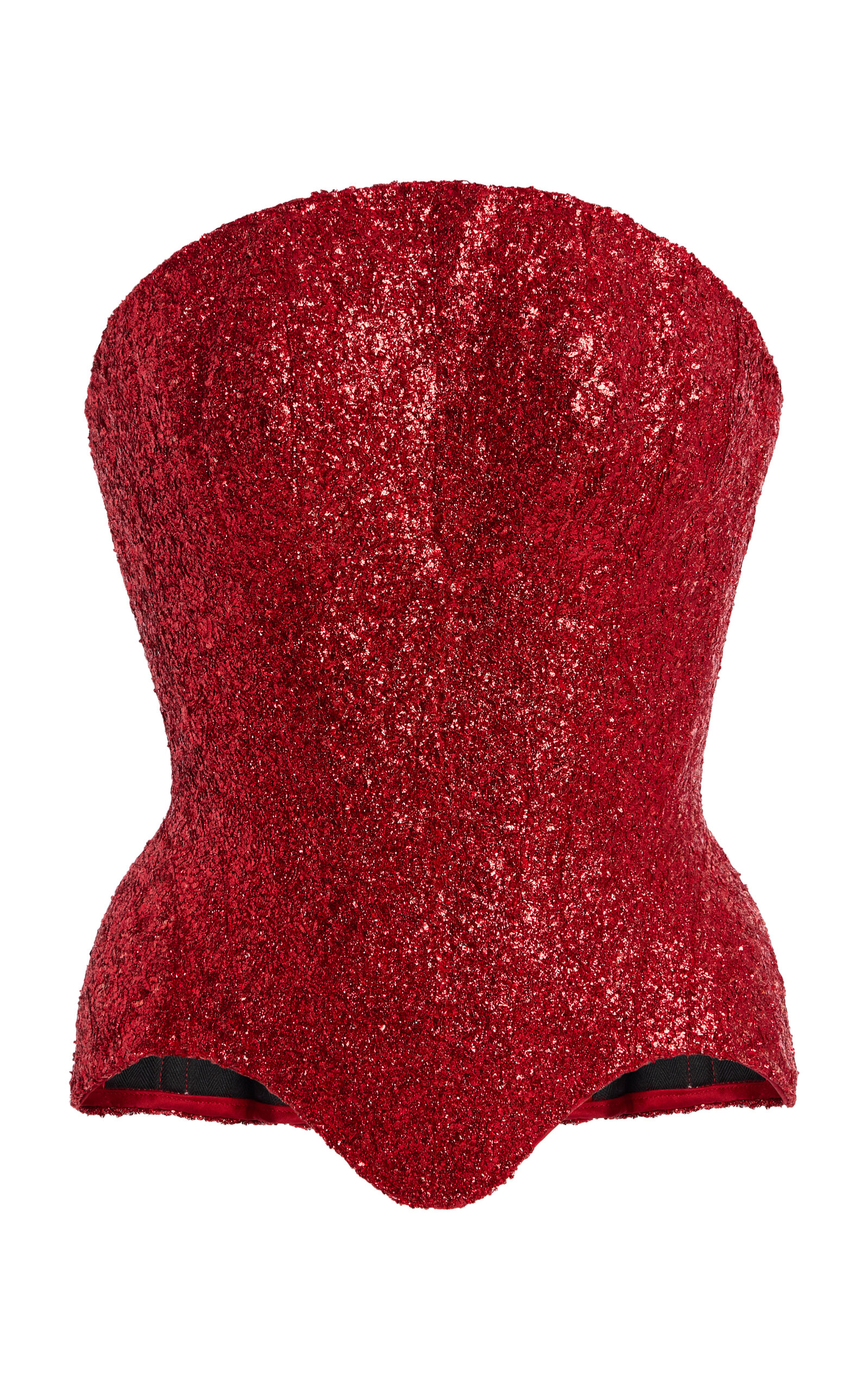 Wiederhoeft Julie Matte Satin Corset With Bullion Embroidery - Red