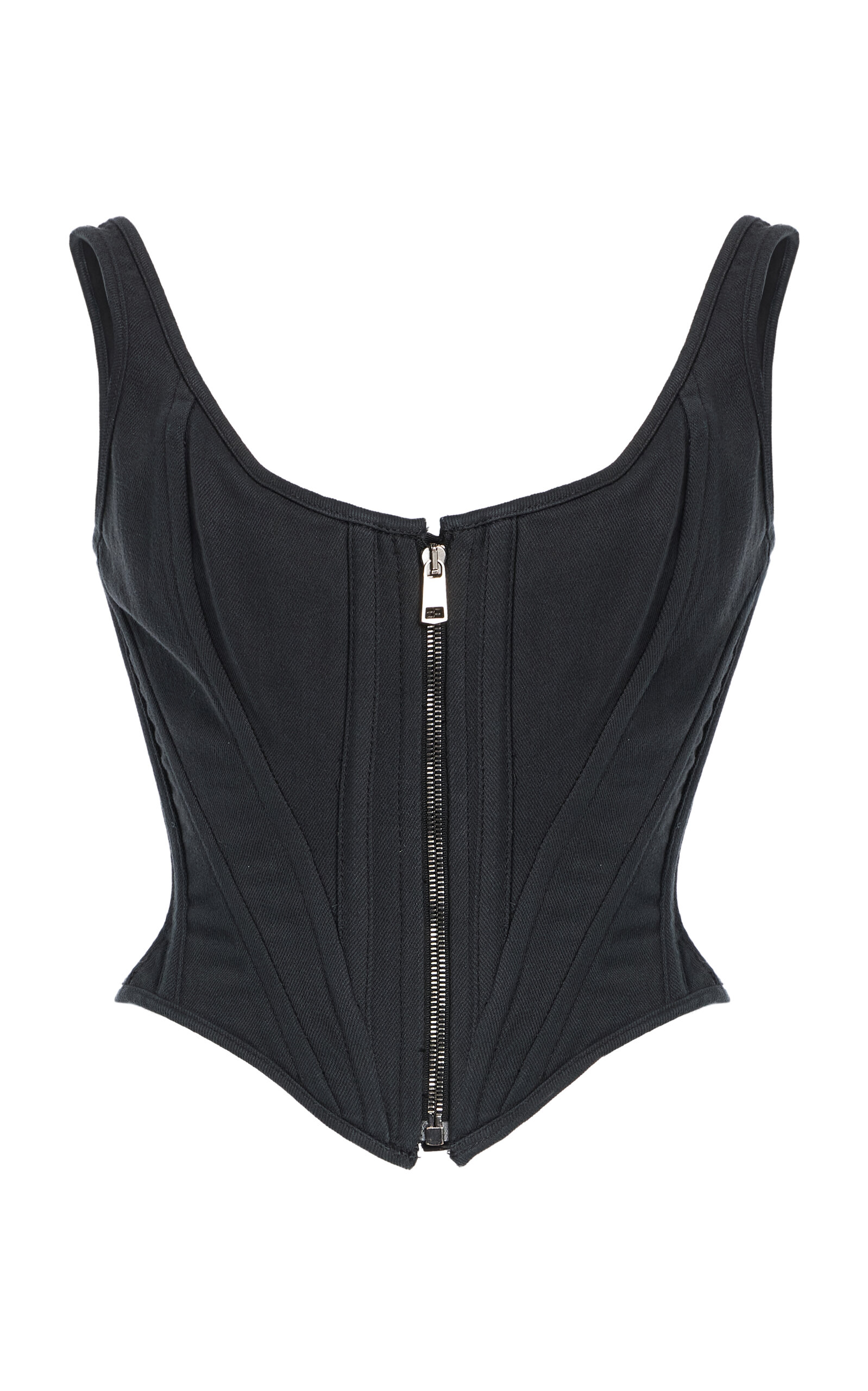 Wiederhoeft Venus Zip-front Denim Corset In Gray
