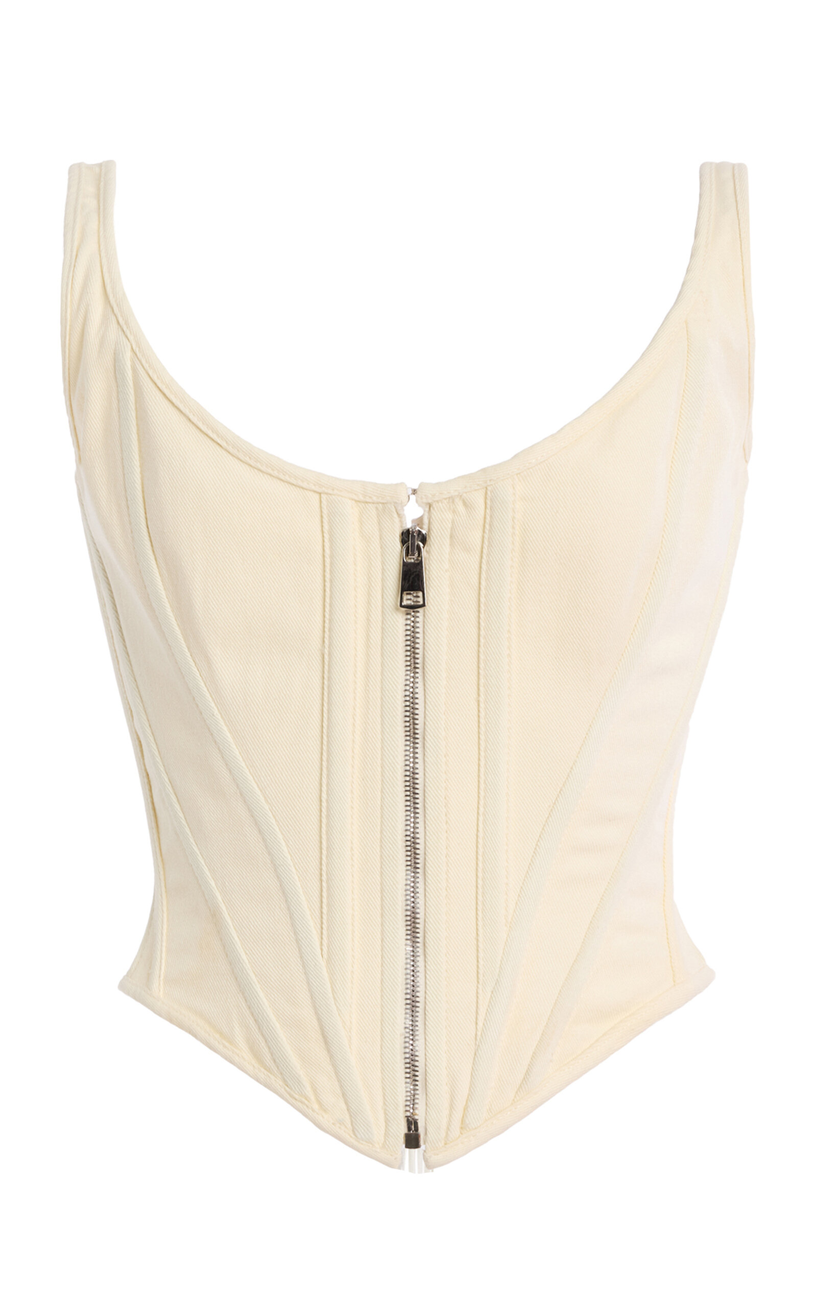 Wiederhoeft Venus Zip-front Denim Corset In Neutral