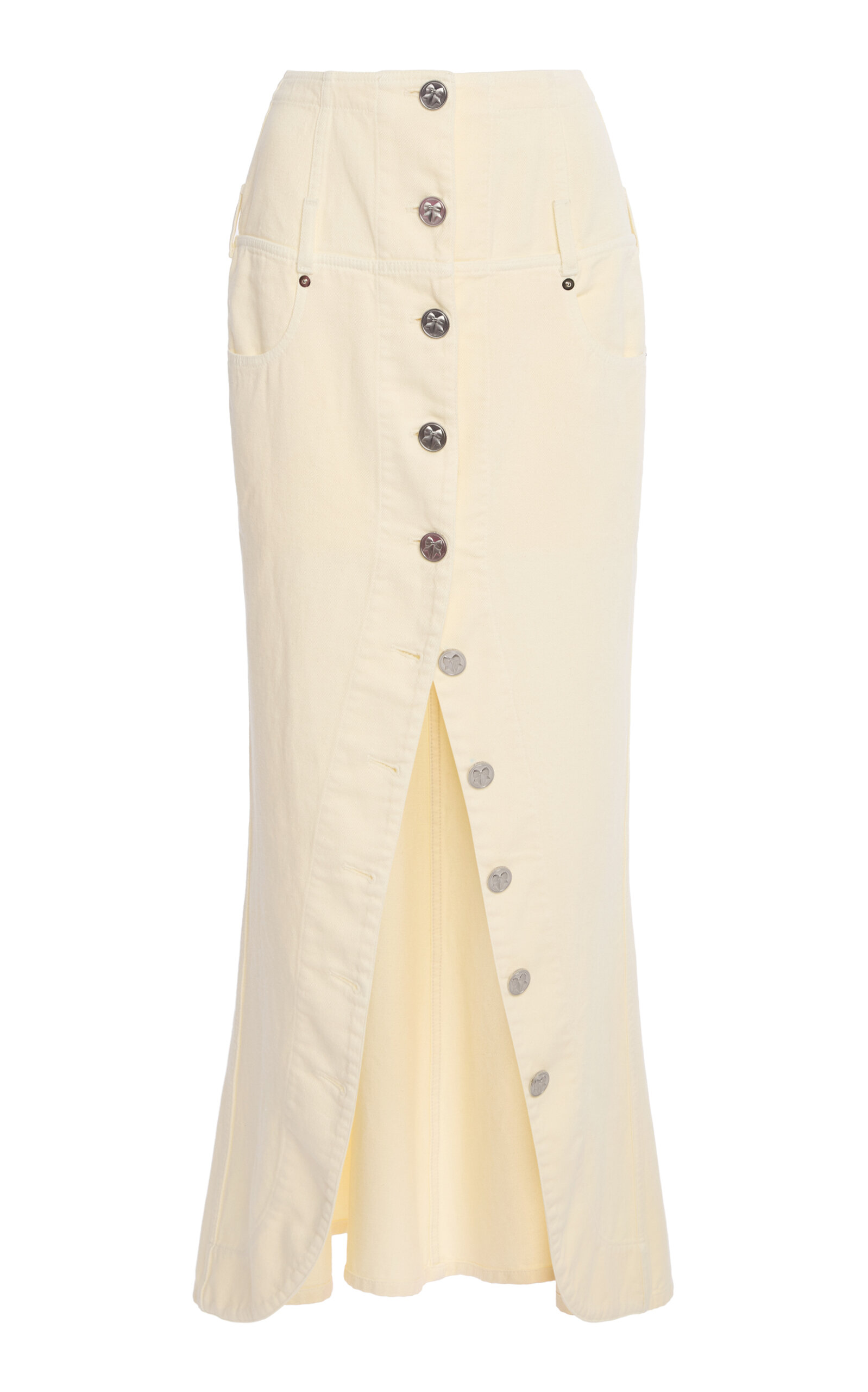 Wiederhoeft Tulip Maxi Denim Skirt In White