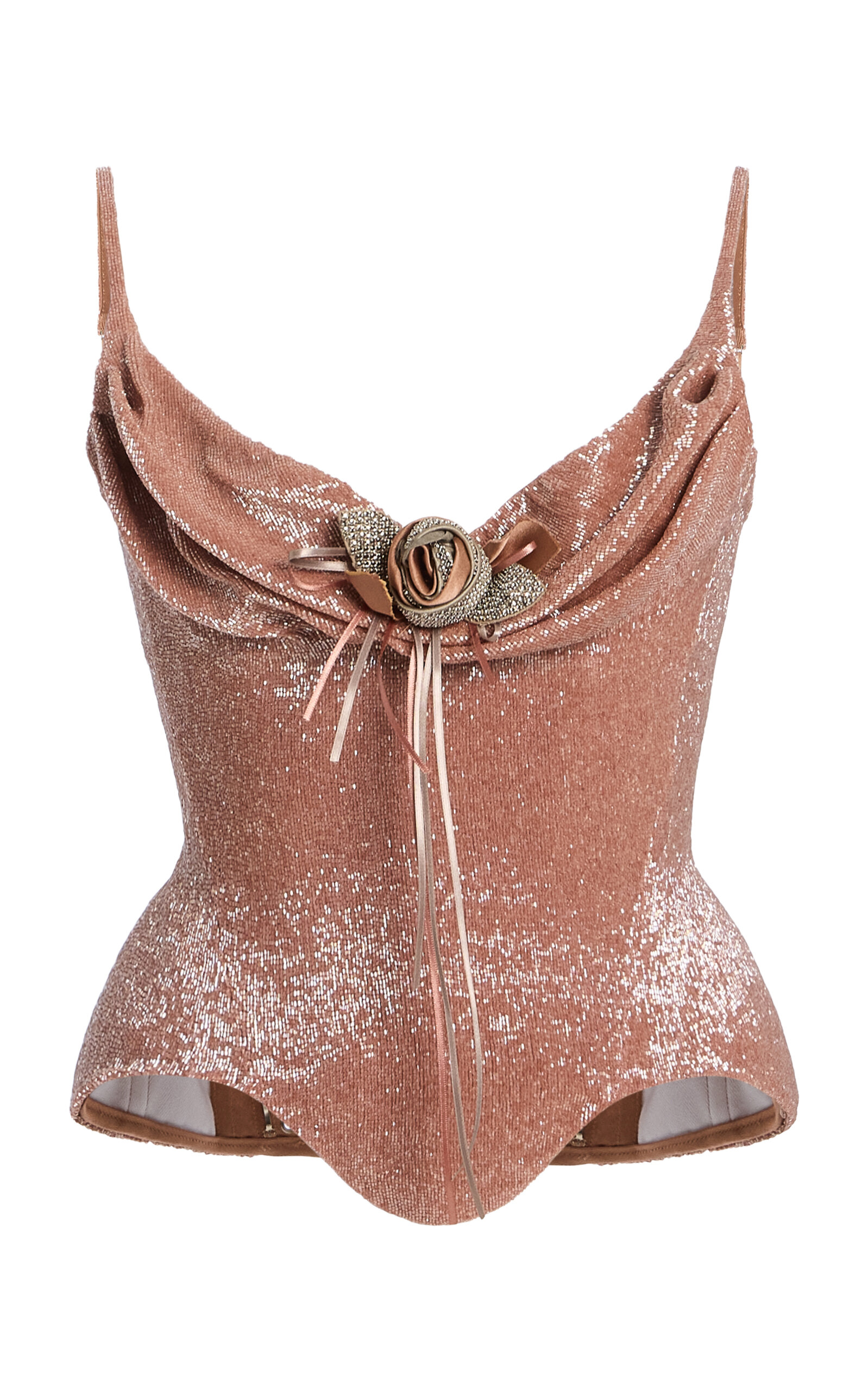 Wiederhoeft Fully Embroidered Valérie Corset - Brown