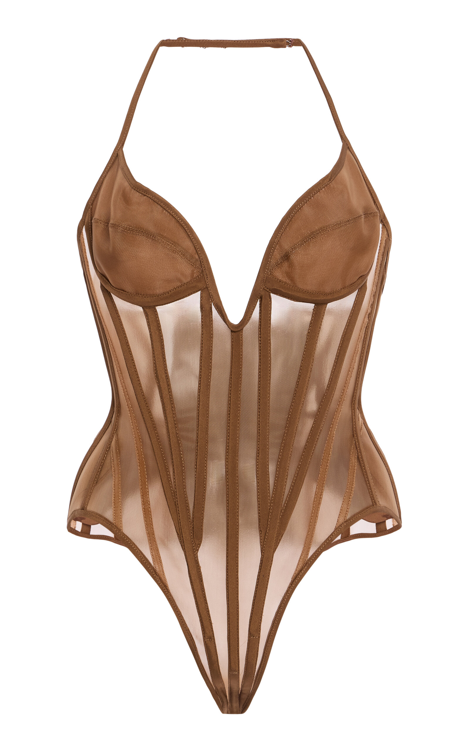 Wiederhoeft Corseted Halter Bodysuit - Nude