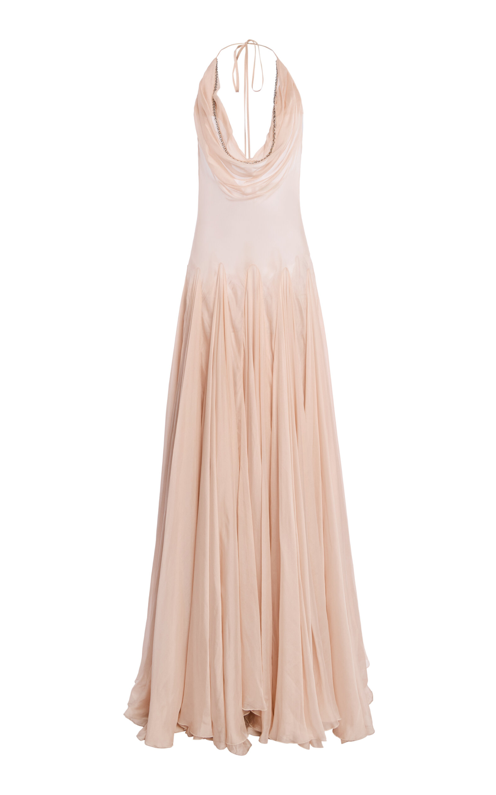Wiederhoeft Saumure Gown In Blush Satin-Faced Chiffon - Nude