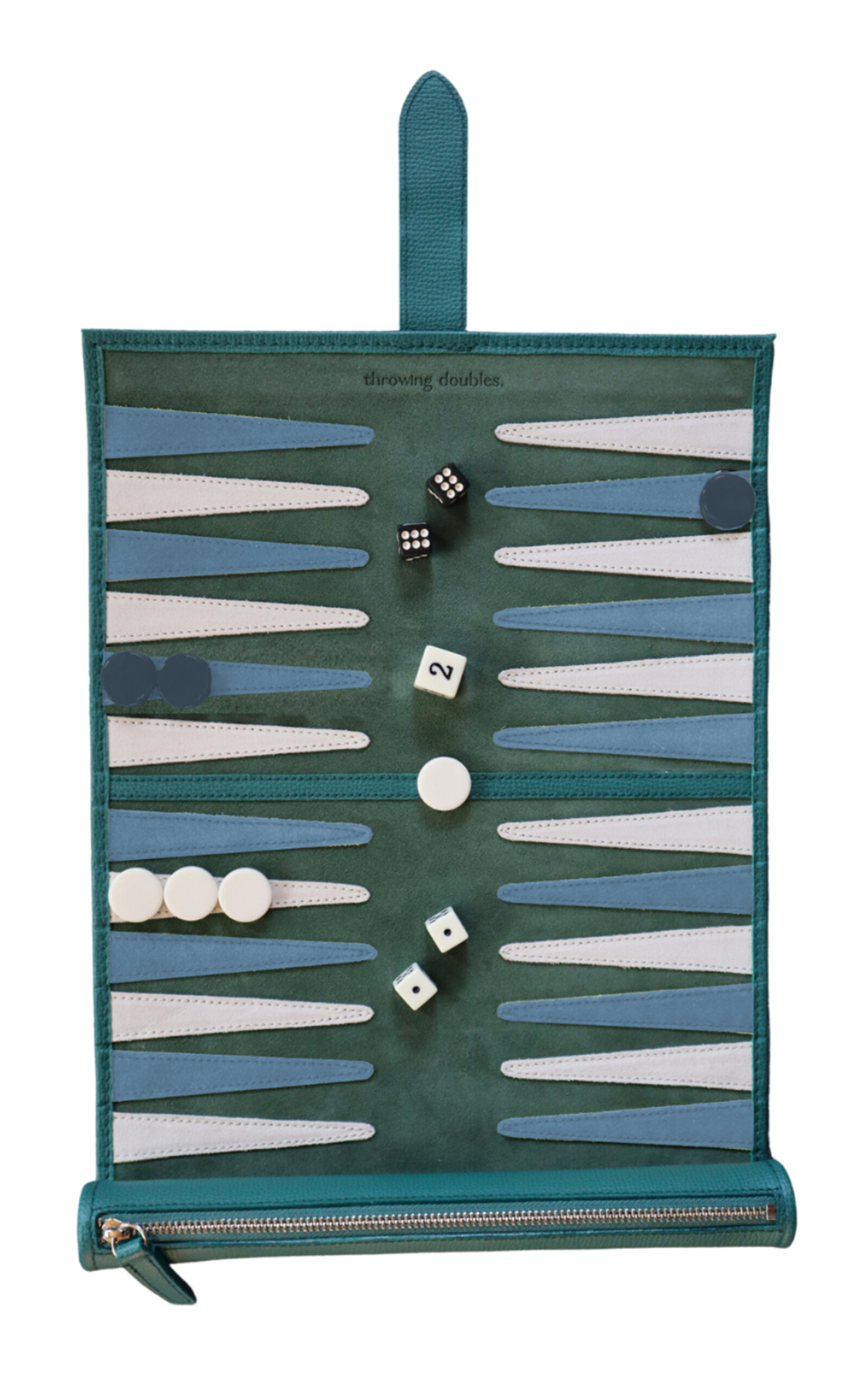 Throwing Doubles Cyprus Travel Backgammon Board In Green