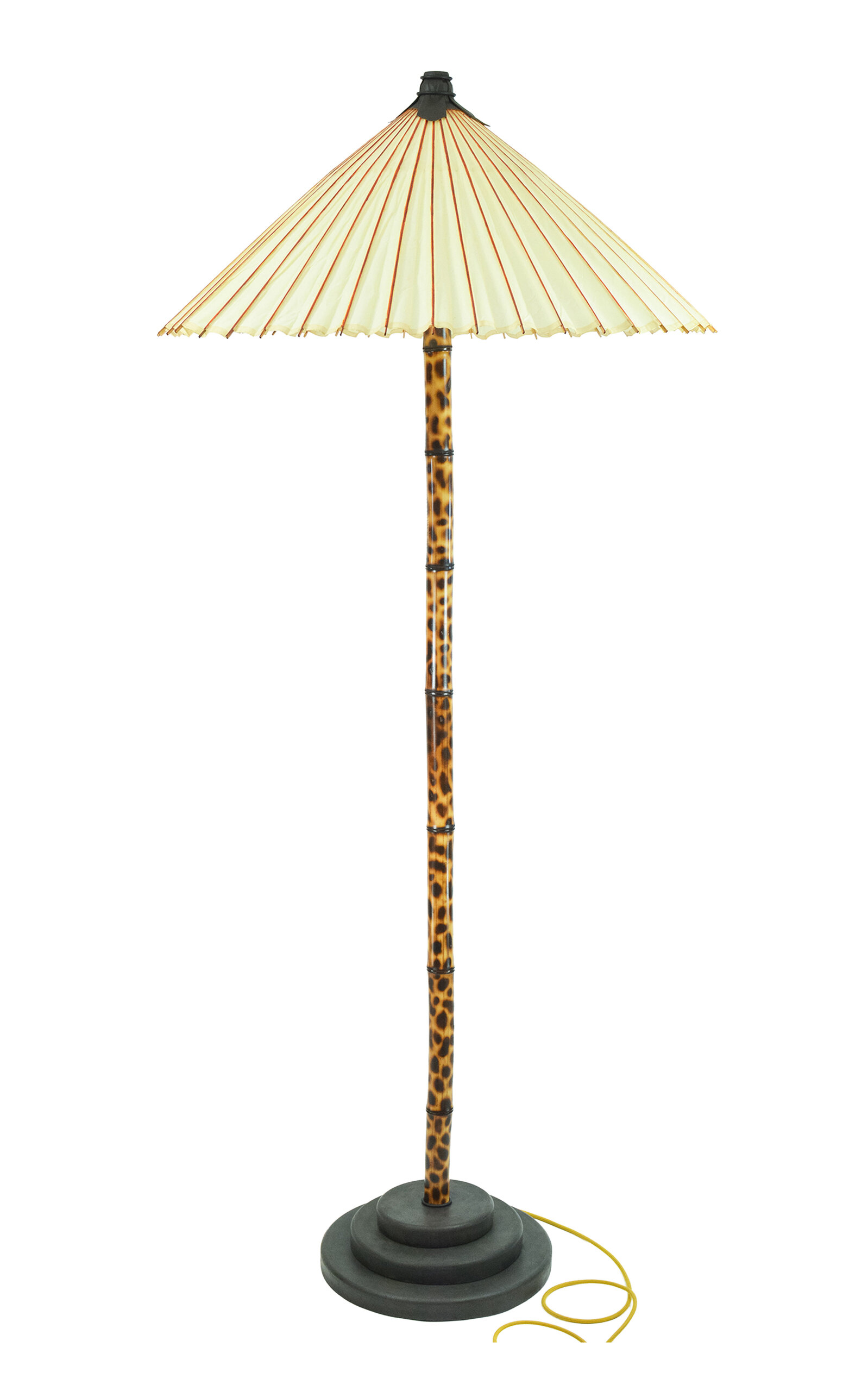 Tennant New York 'white Leopard' Big Bambu Monumental Floor Lamp In Animal Print