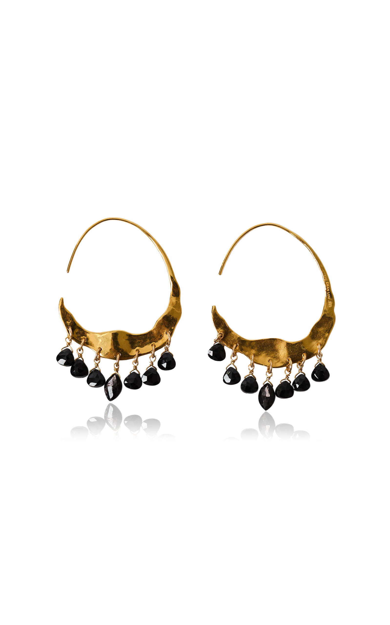 Chan Luu Crescent 18k Gold-plated Black Spinel Earrings In Gold