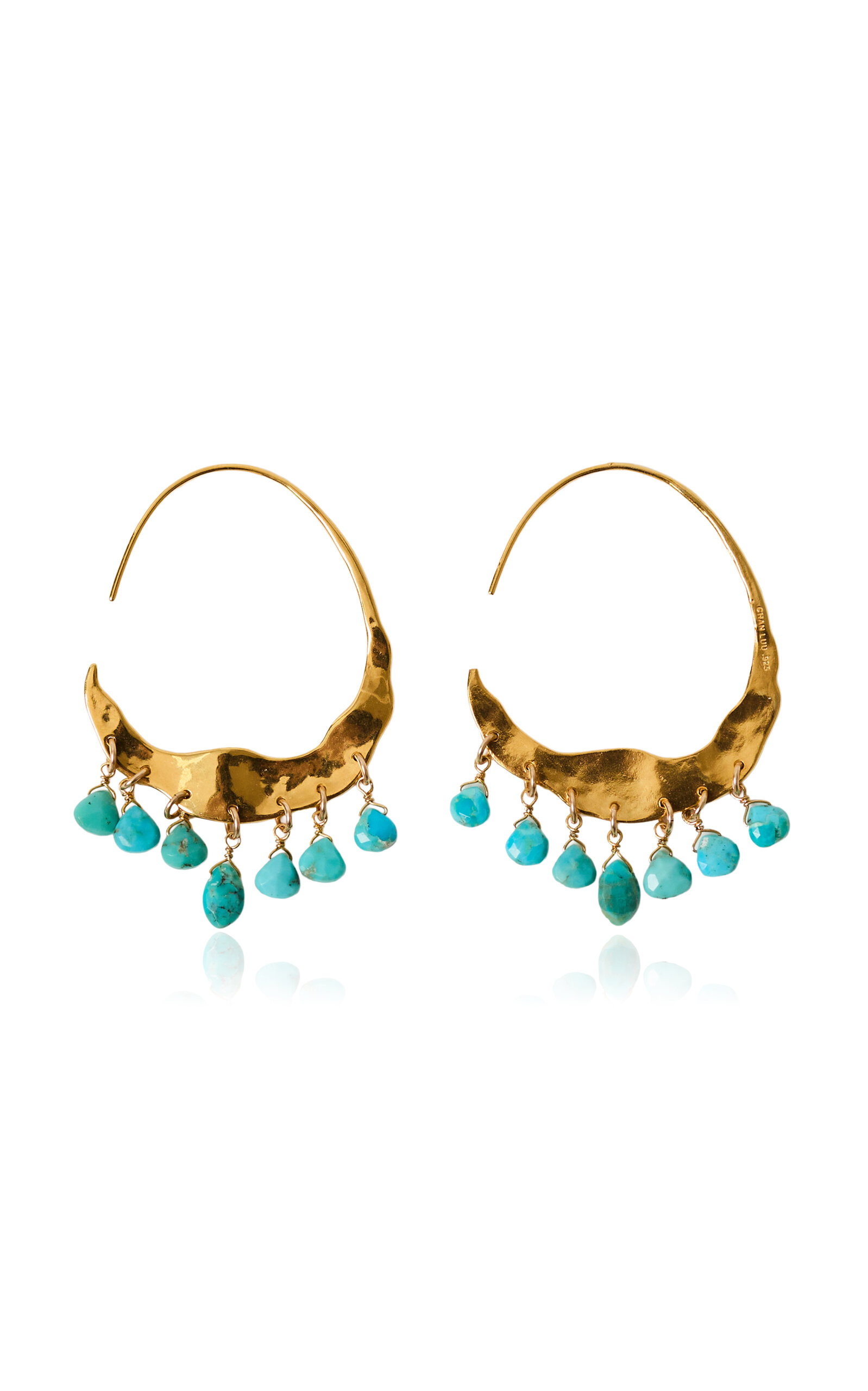 Chan Luu Crescent 18k Gold-plated Sterling Silver Black Spinel Earrings In Gold