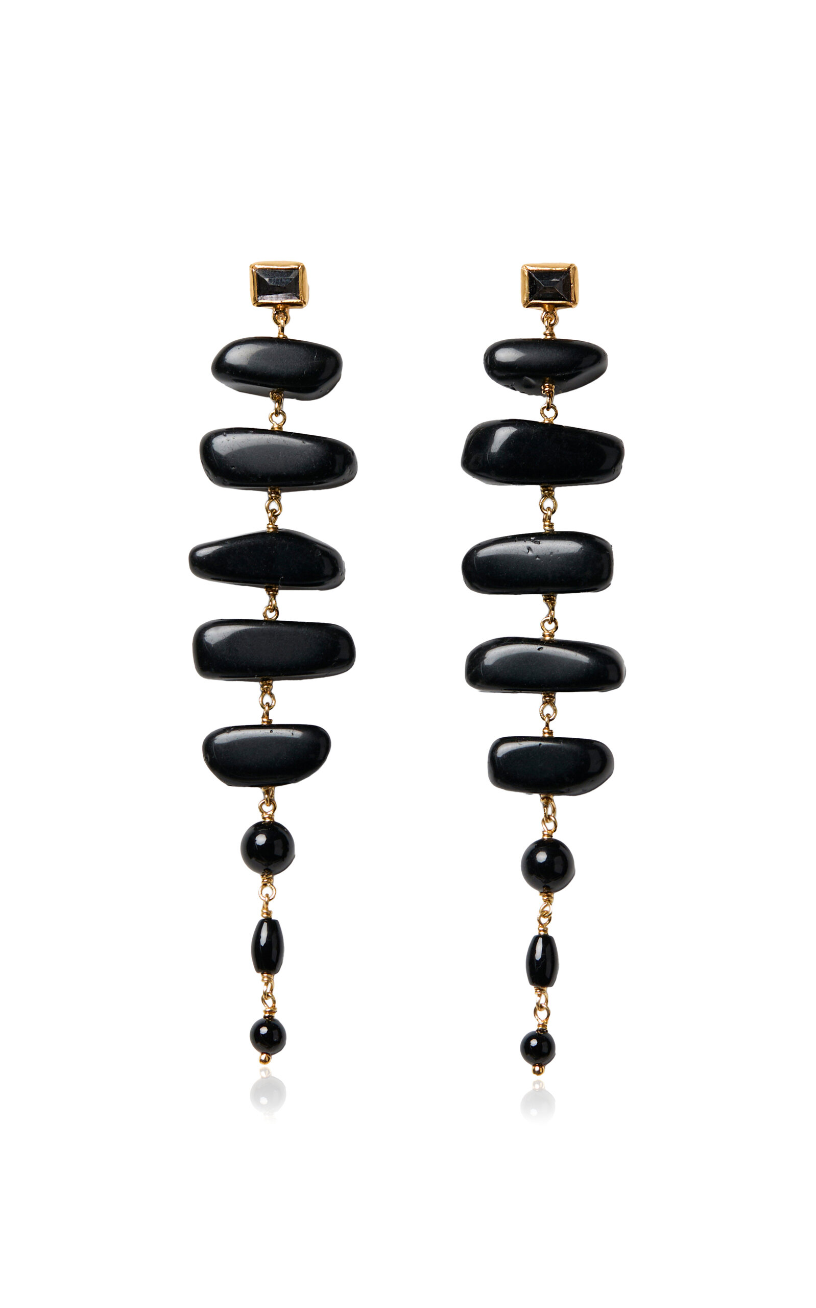 Chan Luu Mizumi 18k Gold-plated Agate Earrings In Black