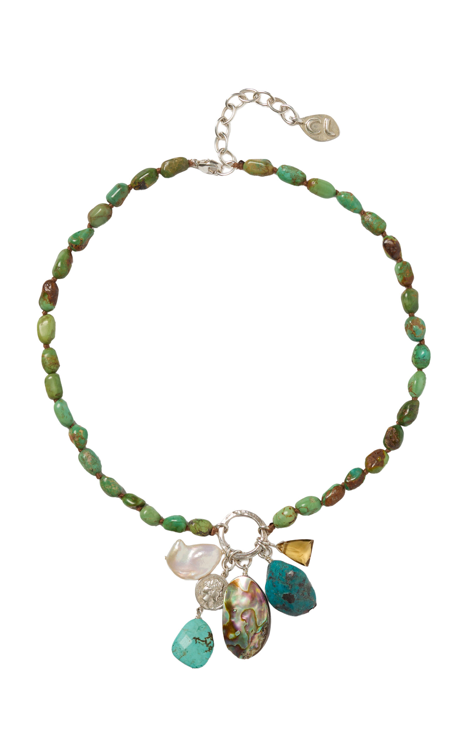 Chan Luu Mael Sterling Silver Turquoise Pearl Necklace In Multi