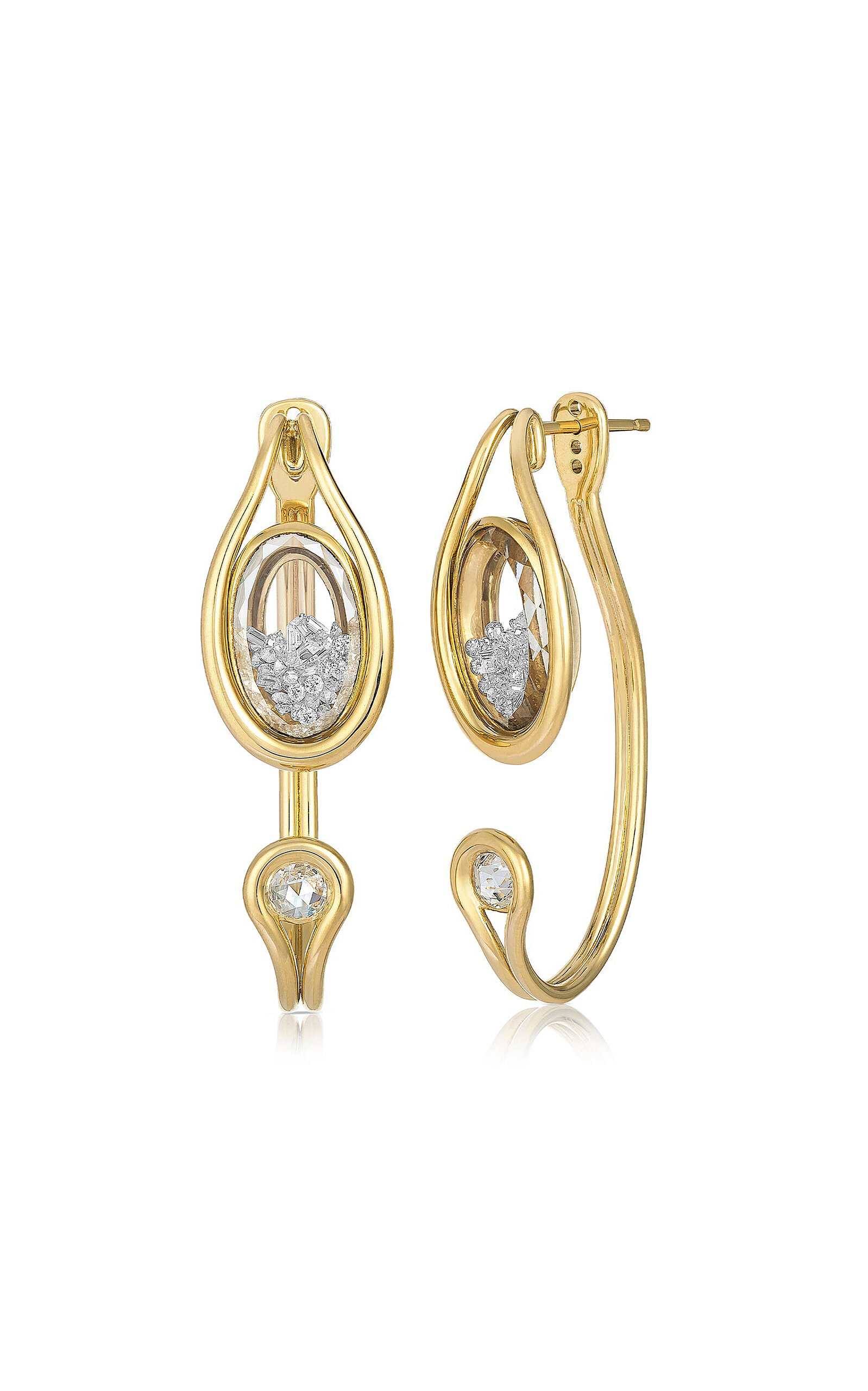 Moritz Glik Cascavel Open 18k Yellow Gold Diamond Earrings In Gold
