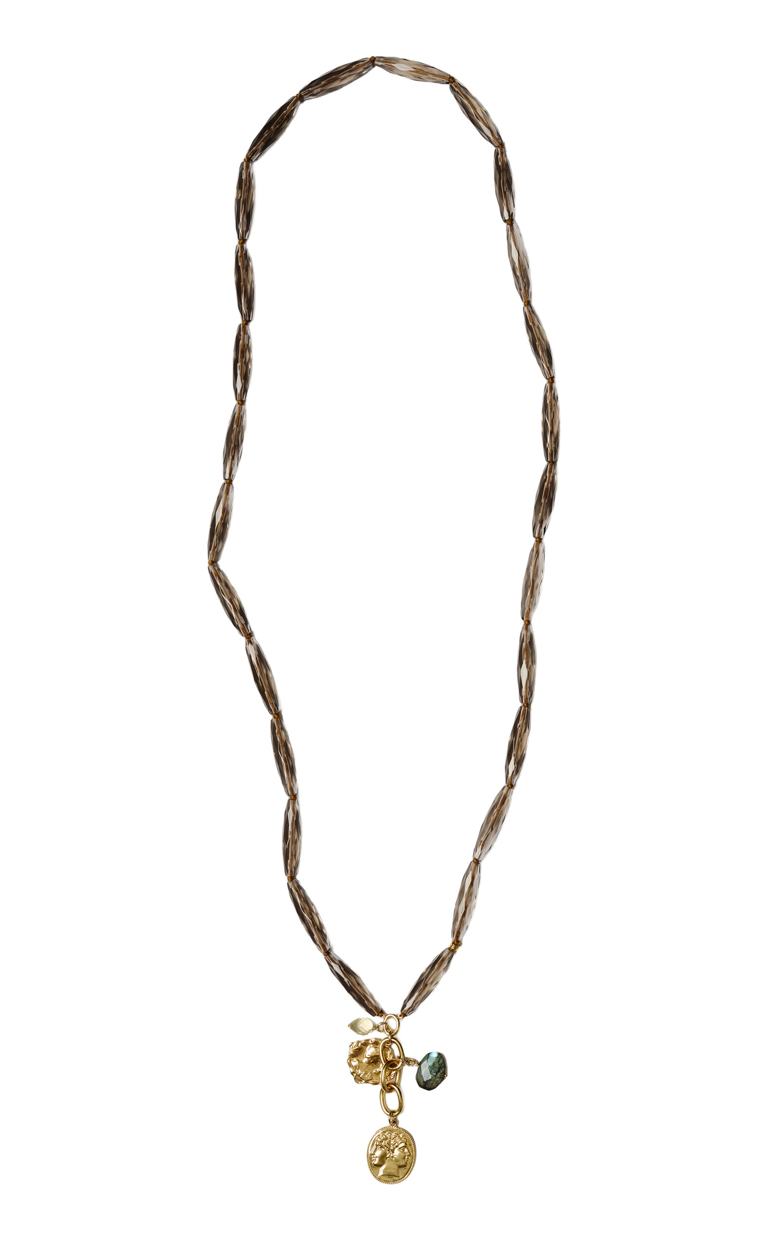 Chan Luu Salome Gold-plated Quartz Necklace In Brown